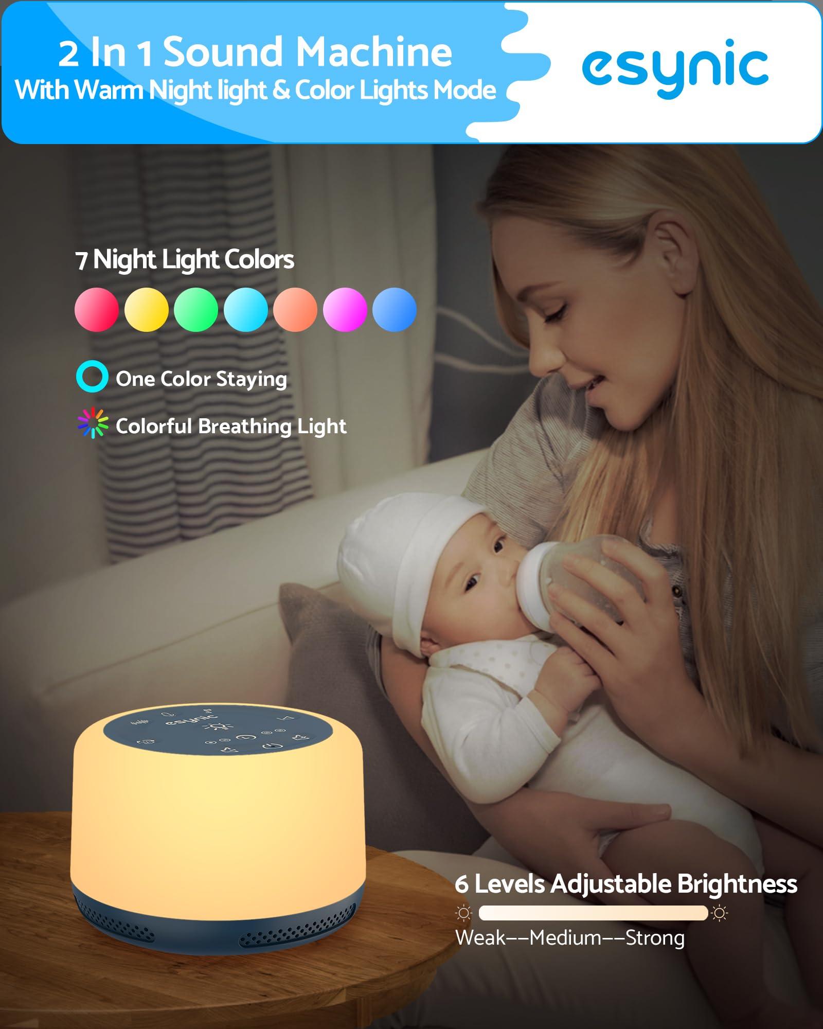 eSynic eSynic Upgraded Version White Noise Machine for Baby Rechargeable Sleep Sound Machine Support 7 Night Lights/30 Sounds/Recording Function/Backlit Buttons/Bluetooth/for Deep Restful Sleep
