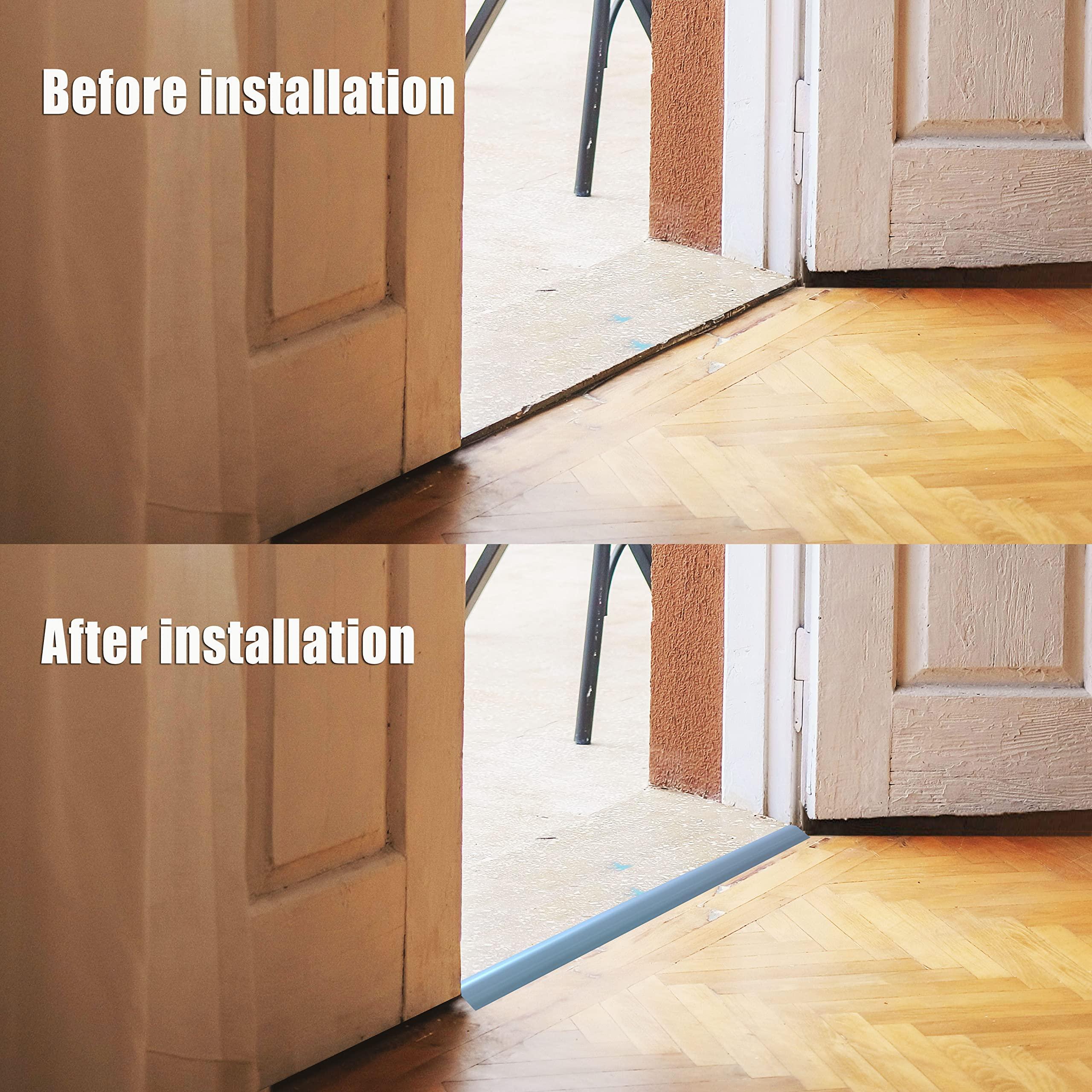 EaseInstall Vinyl-Door-Threshold-Ramp Door-Transition-Strip 36 inch, Threshold 1/2'' ~ 3/5'', Thresholds Ramps for Doorways, Wheelchair Ramp Edge-Reducer Threshold-Transition-Strip for Home/Door/Floor (Grey)