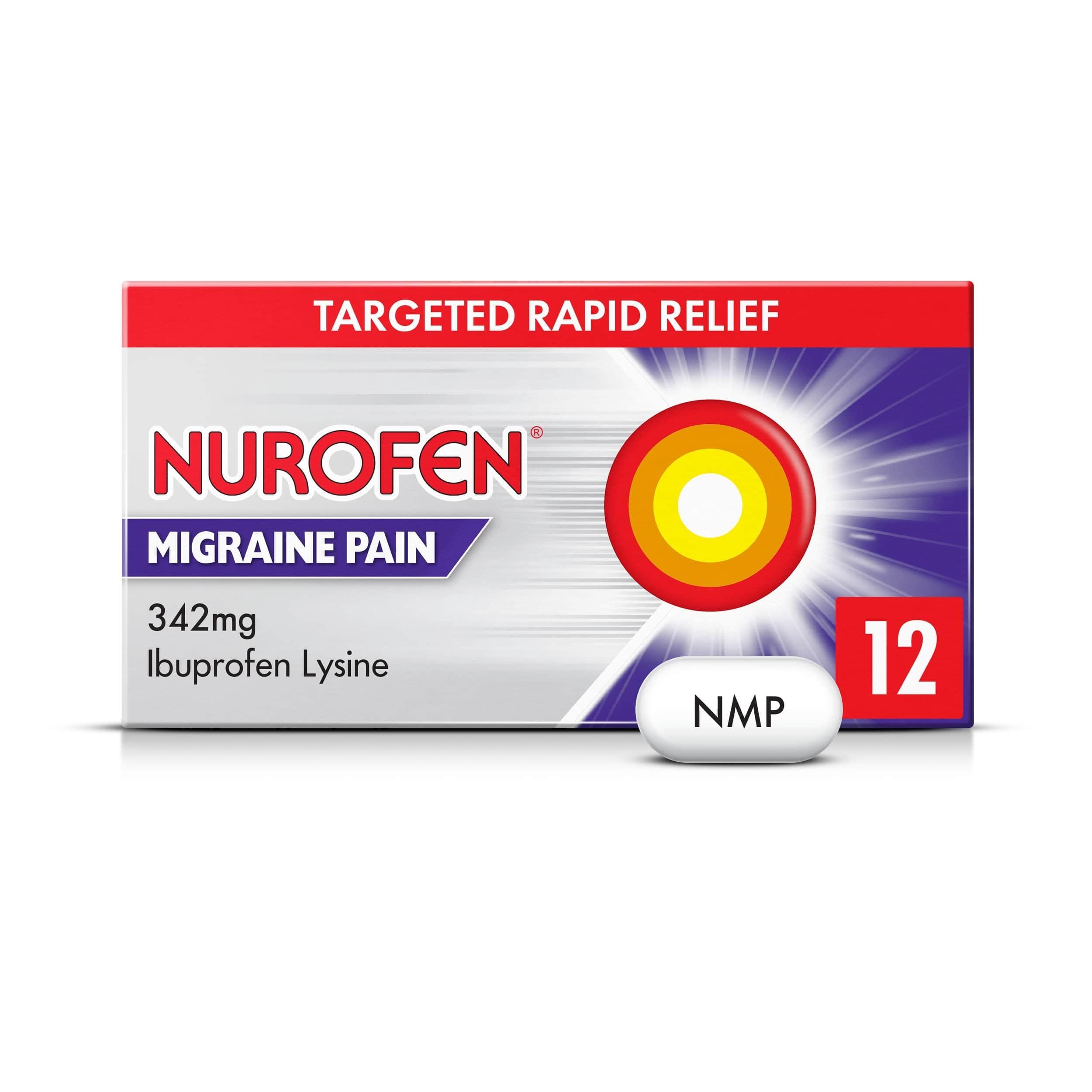 Nurofen Nurofen 342mg Ibuprofen Lysine Caplets, 12 Count, Strong Headache And Migraine Painkillers, Effective For Fast Relief