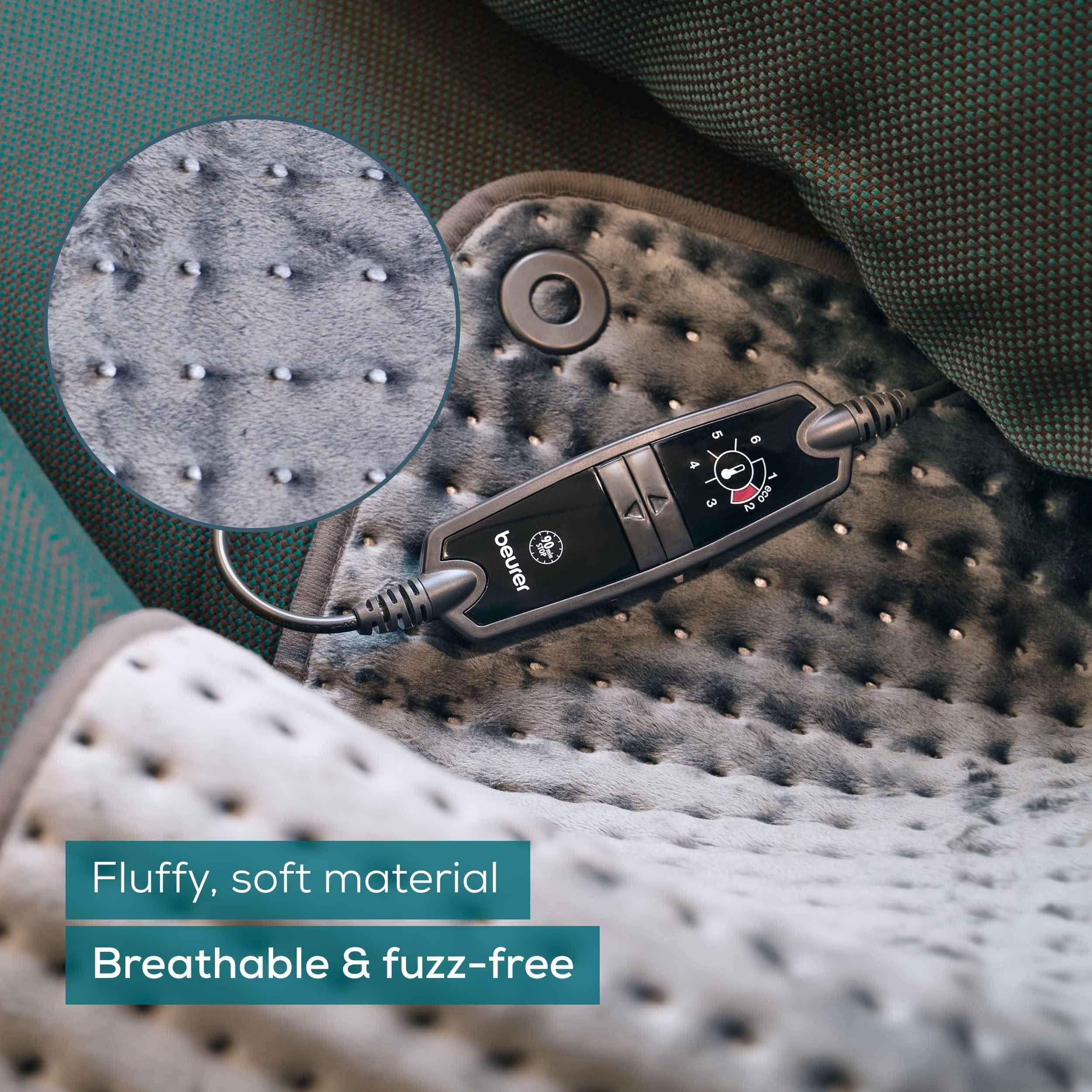 Beurer Beurer HK123 Green Planet Heating Pad, Made in Europe, Top and Bottom Made from 100% Recycled Material, Cuddly Soft, 60 x 30 cm, 6 Temperature Levels and Automatic Shut-Off, Machine Washable, Grey