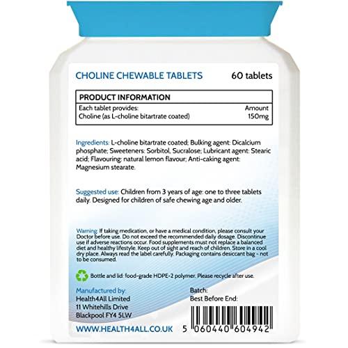 Health4All Health4All Kids Choline 150mg Chewable 60 Tablets Vegan Children\'s Supplement to Support Memory and Learning