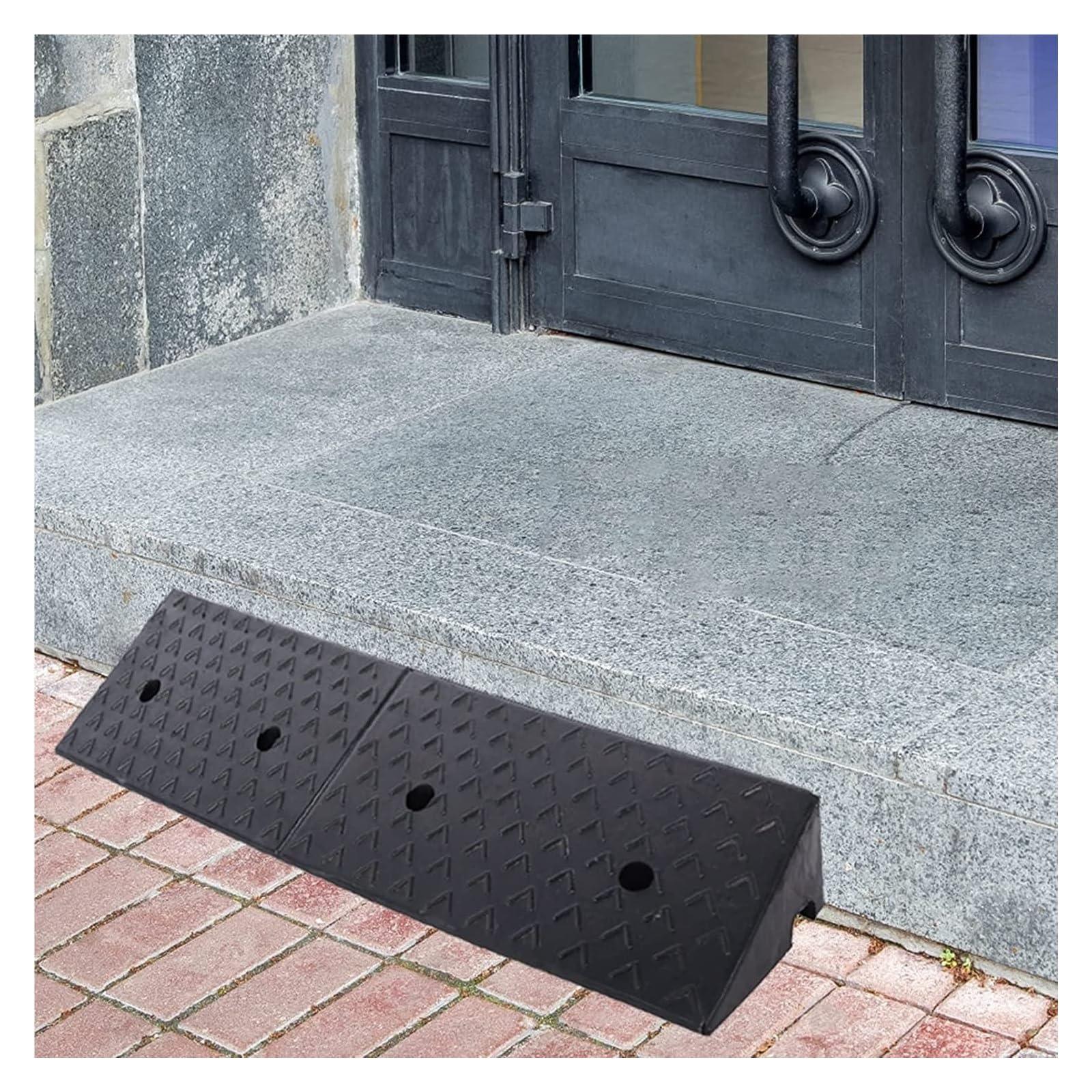 ASumPio Threshold Ramp Wheelchair Ramp Solid Rubber Threshold Ramp Non-Slip Scooter Ramp for Room Door Handicap Ramps Wear-Resistant Kerb Ramps Anti-Slip (Black 9cm/3.5in rise)
