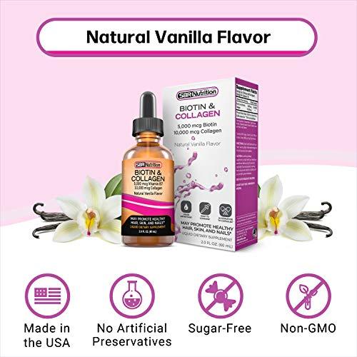 SBR Nutrition SBR Nutrition Biotin and Collagen Liquid Drops Daily Food Supplement, Vitamins for Hair Growth and Thickening, Skin Health and Nail Strength, 2 oz (60mL)