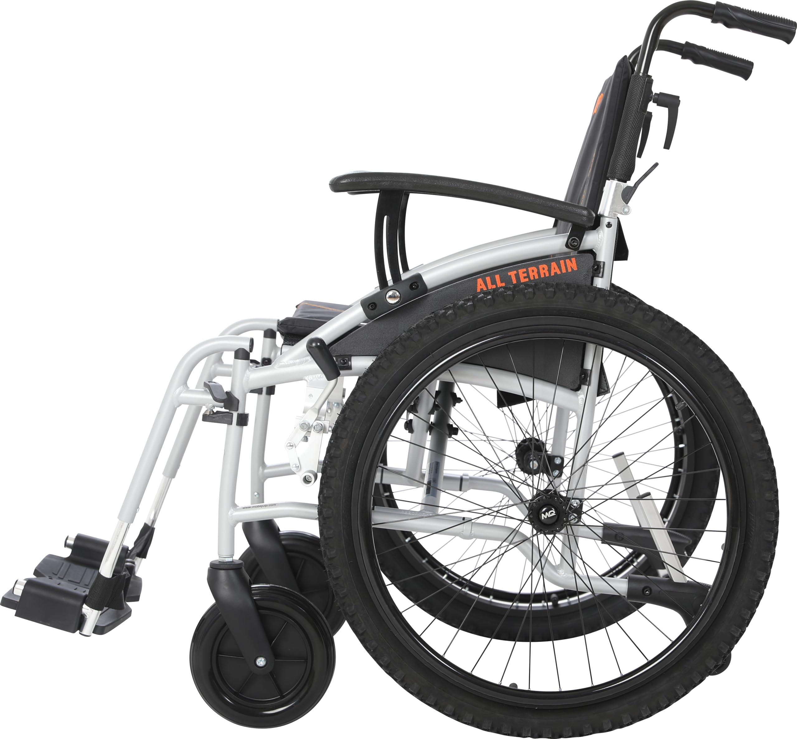 MobiQuip MobiQuip All Terrain, Lightweight, Folding, Manual Self Propelled Aluminium Wheelchair, Quick Release Wheels, Silver Frame, 18 inch Seat.