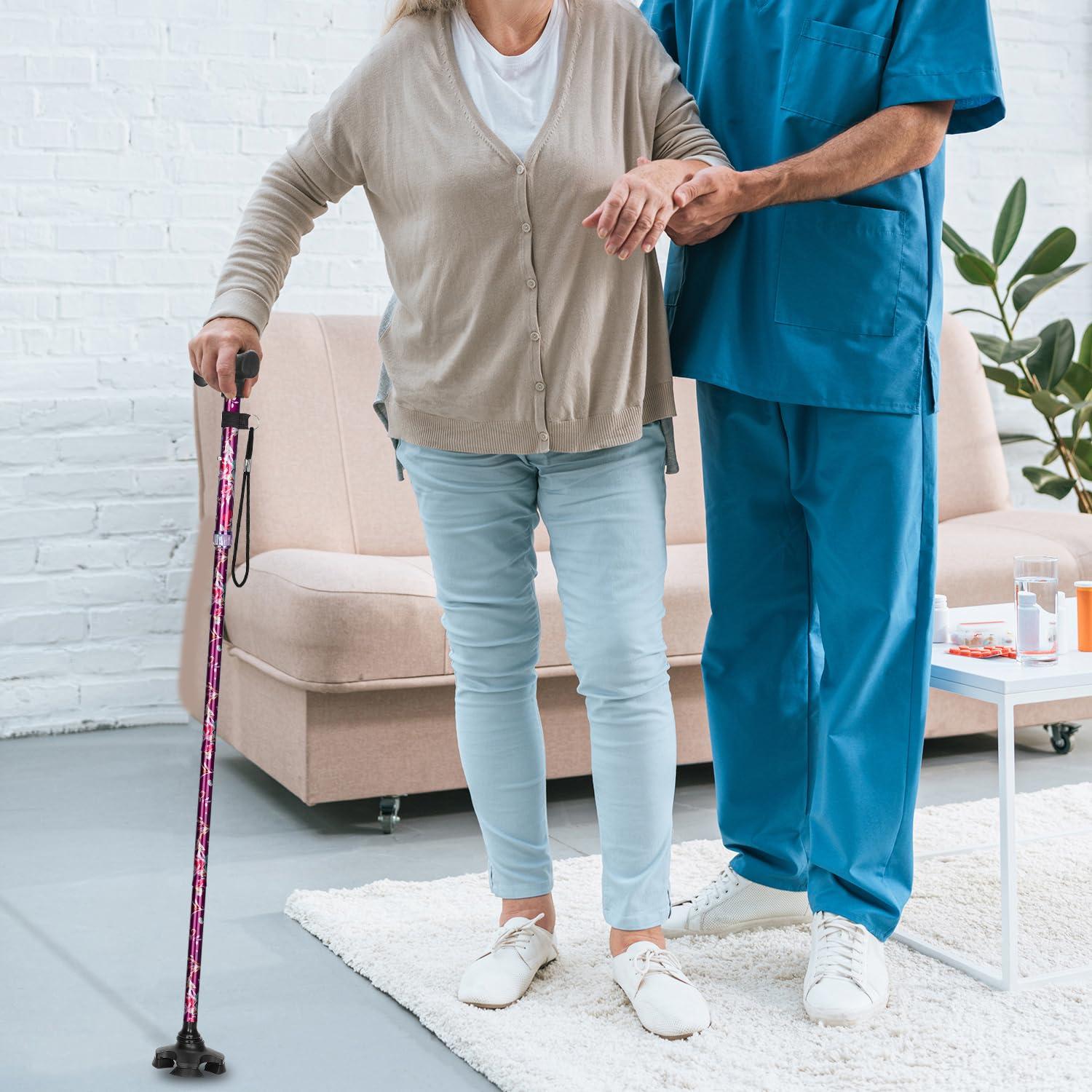 supregear supregear Walking Cane for Men and Women - Foldable, Adjustable, Collapsible, Free Standing Cane with Pivot Tip, Heavy Duty Walking Sticks, Sleek Folding Sticks for Seniors and Adults, Floral Purple