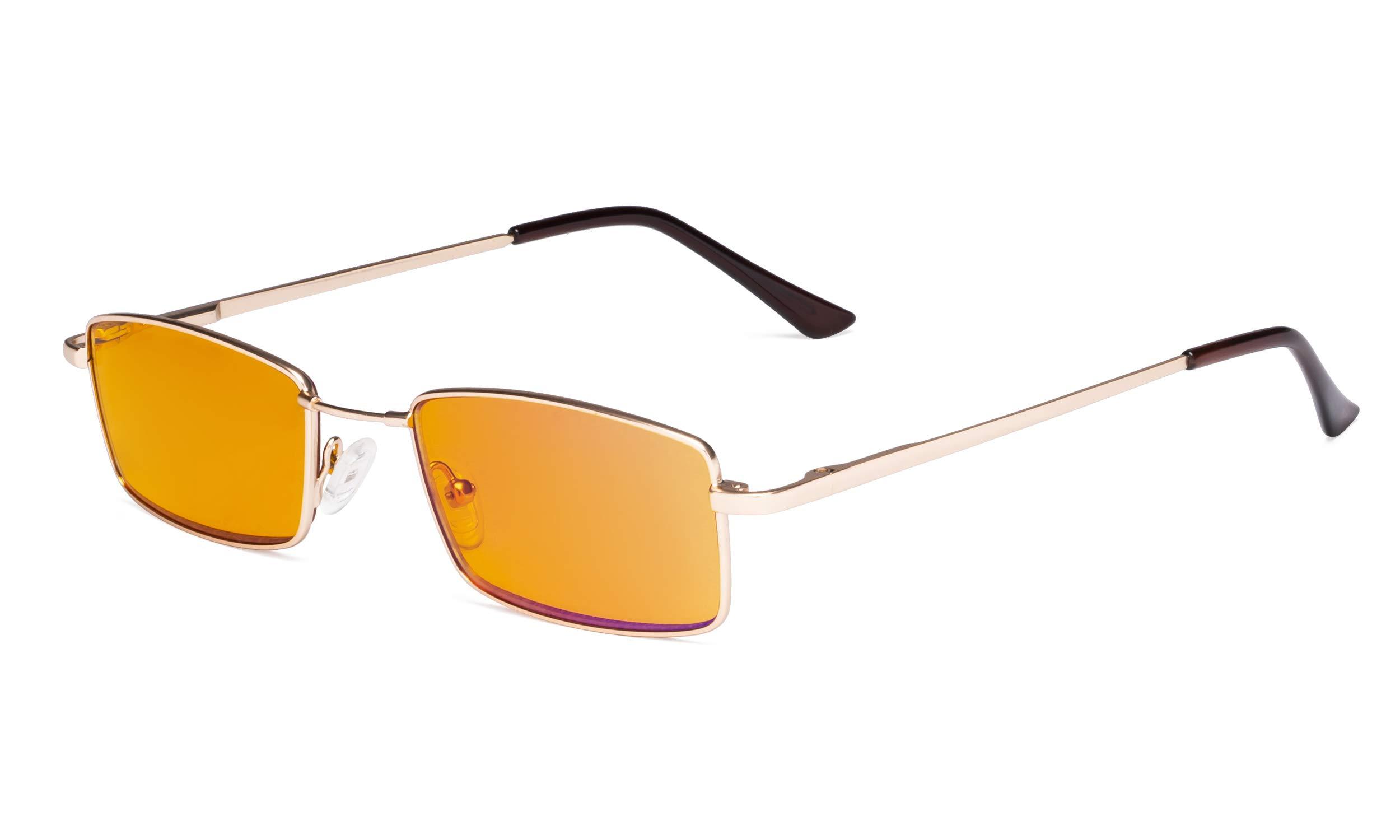 Eyekepper Eyekepper Blue Light Blocking Reading Glasses with Orange Tinted Filter Lens for Night Use - Memory Titanium Bridge Computer Readers Women Men -Gold +1.75