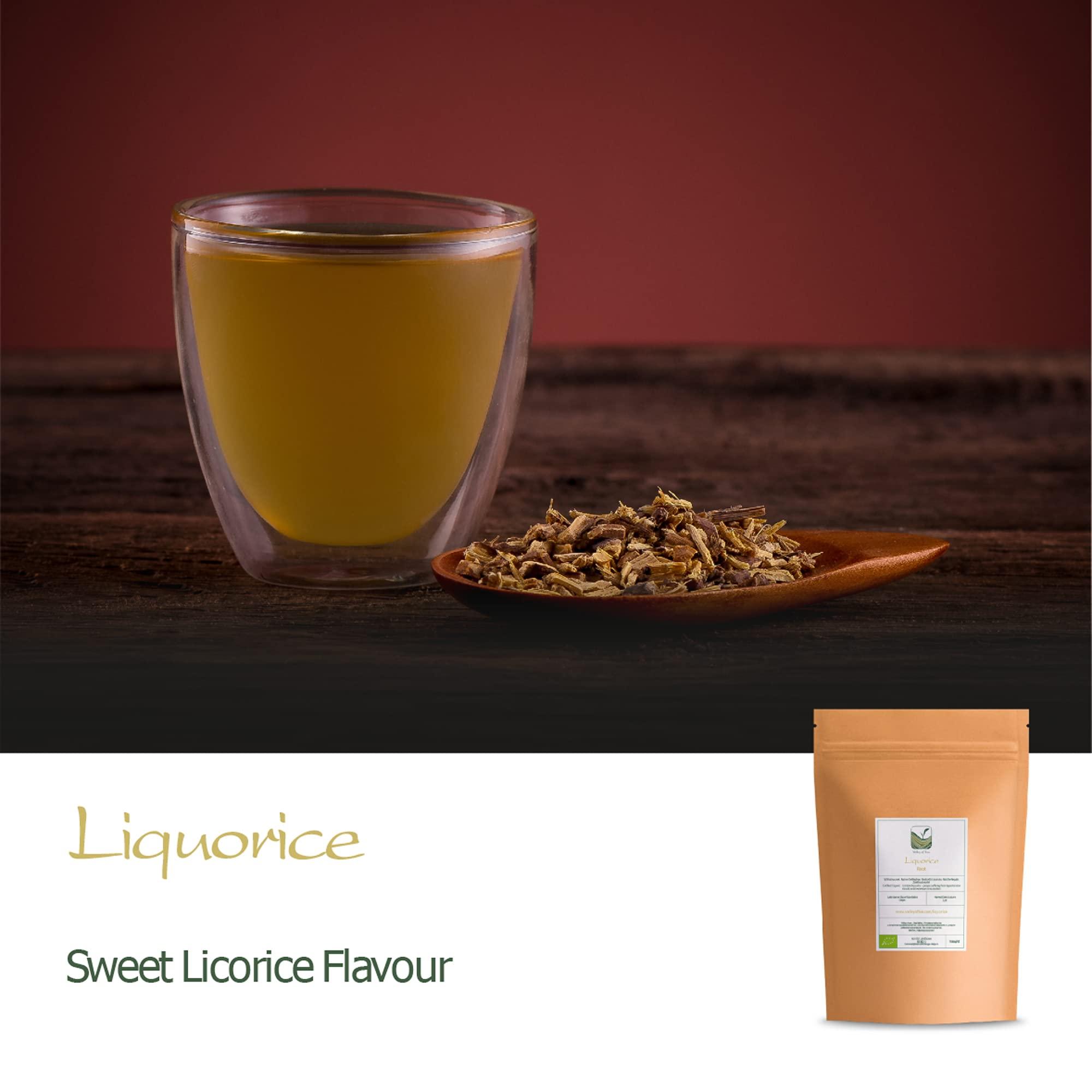 Valley of Tea Liquorice Organic Herbal Root Licorice - Great Flavouring for Dishes - 100g