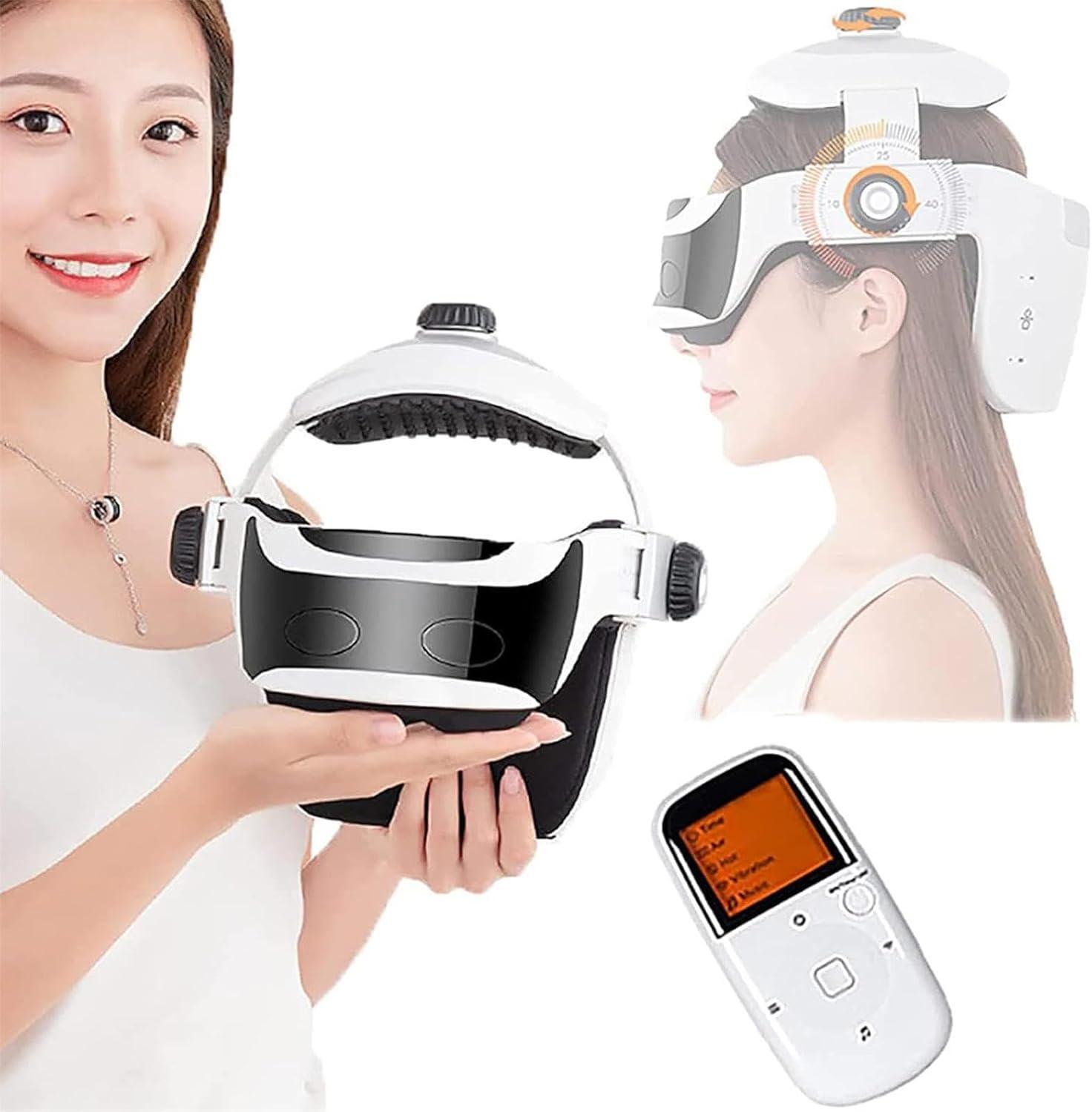 HYYKEJI HYYKEJI Electric Head Massager Helmet, Eye Neck Massage Helmet Scalp Massager with Heat, Kneading, Air Compression, Suitable for Headache, Stress Relief, Deep Sleeping