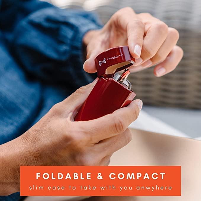 MicroVision Optical Microvision Executive Rimless Reading Glasses With Compact Case For Women and Men, Slim, Lightweight Portable Design, Red, 46 mm