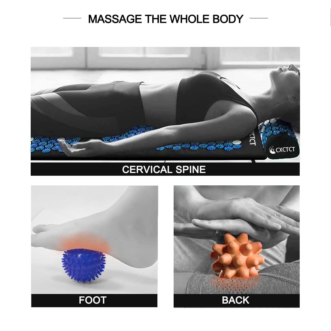 CXCTCT Extra Long Yoga Acupressure Mat Set,Massage Acupuncture Mat Large,Magnetic Mat Acupressure Bed of Nails Neck Back Pain Relief(Blue)