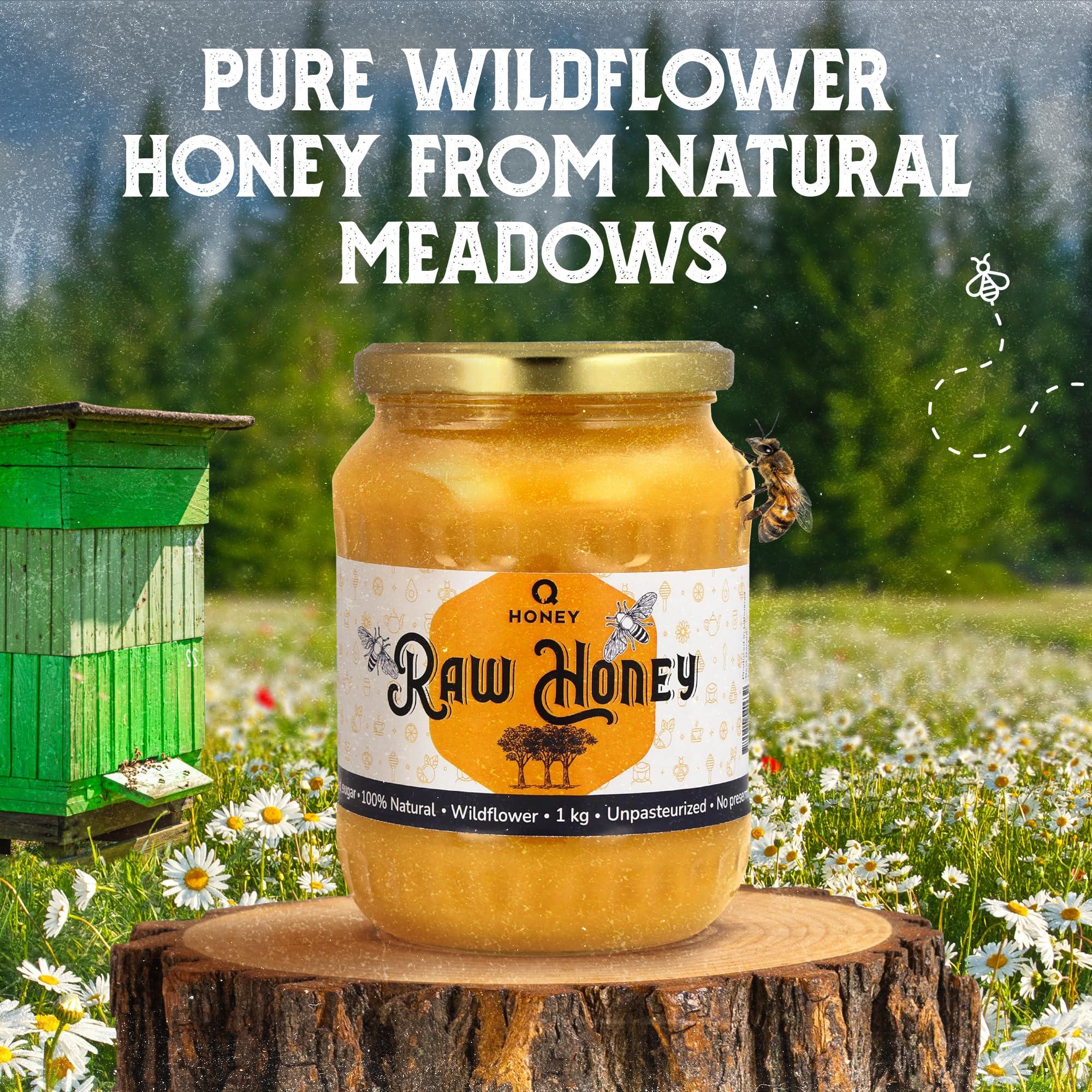 Q honey Pure Raw Honey 1kg Natural Unpasteurised Unfiltered Unheated Forest honey Wildflower Honey
