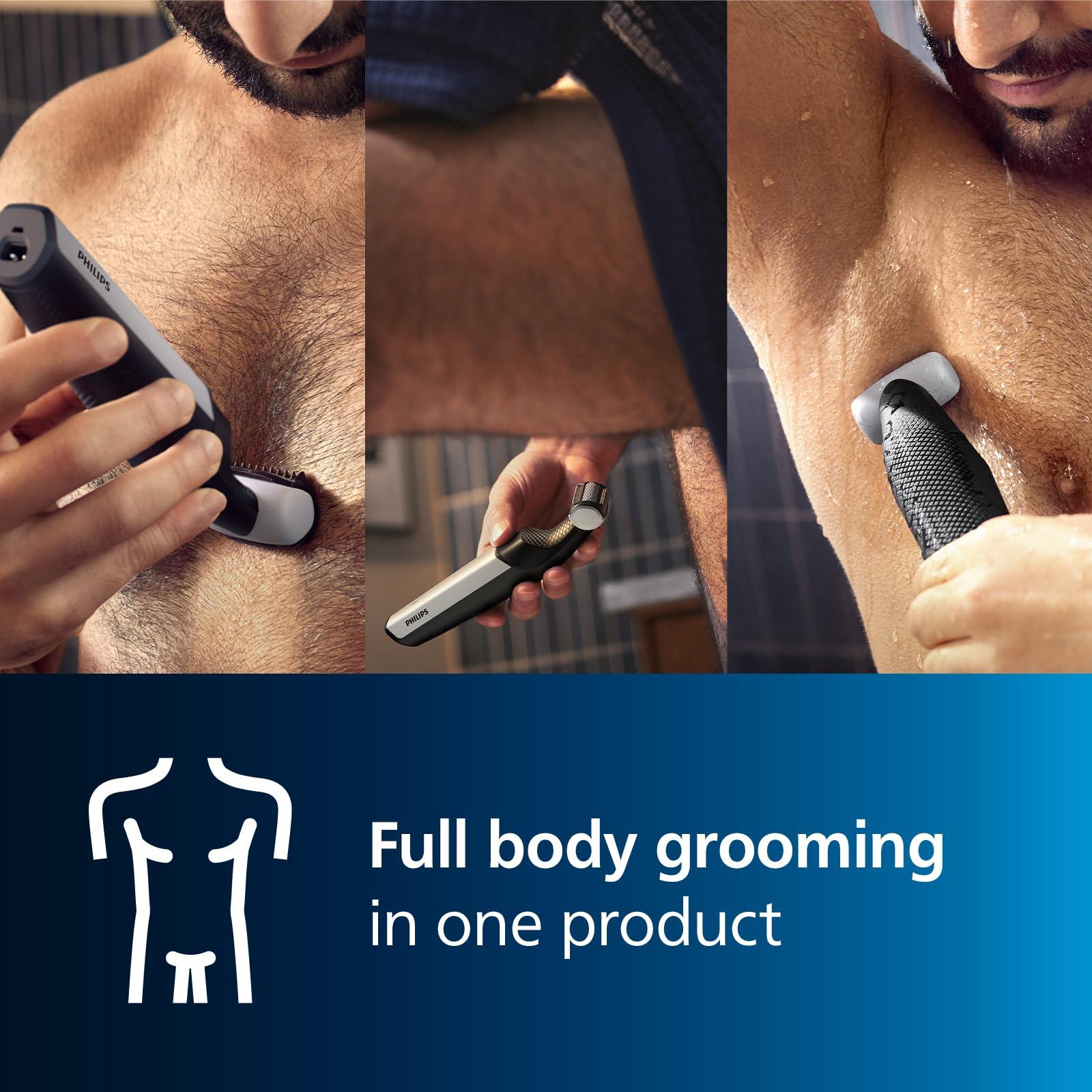 PHILIPS Philips Bodygroom Series 3000 Showerproof Groin and Body Trimmer, Close and Comfortable Shave, Complete Body Grooming, 50 Min. Runtime, Model BG3017/01