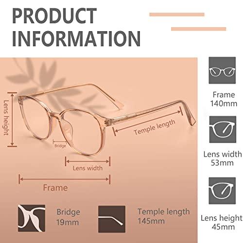 FONHCOO FONHCOO Blue Light Blocking Glasses Women Men Computer Eyeglasses,TR90 Fashion Round Transparent Anti Blue Light Glasses with Anti Eyestrain & UV Glare for Gaming & Reading