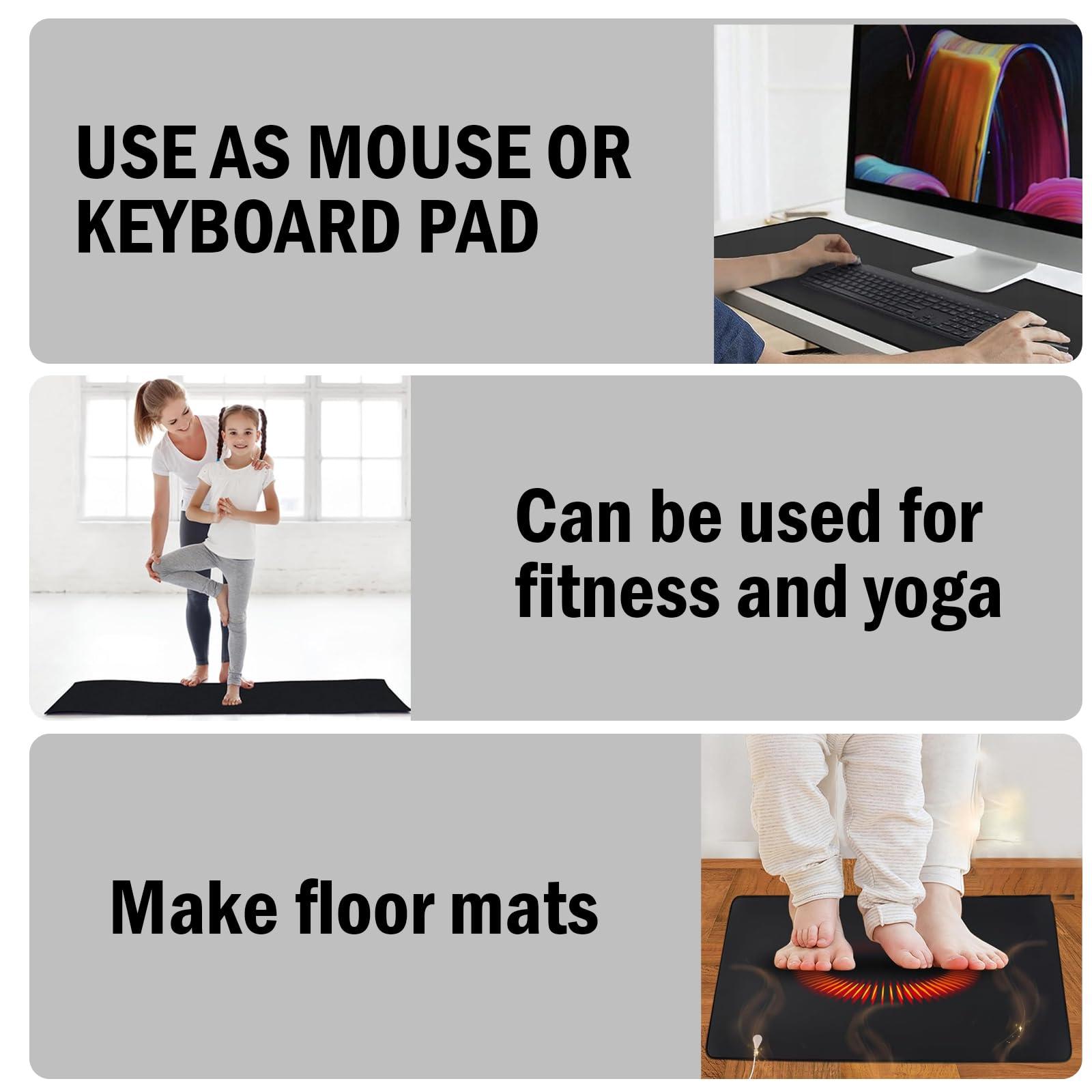 YREYBN Grounding Mat Earthing UK for Improved Sleep, Grounding Mat with 4.5M Cord, 30x60cm Earth Mat Grounding Sheet for Improved Sleep, Reduced Anxiety, Pain, Inflammation, Headache Relief