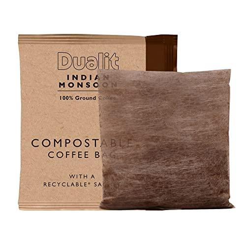 Dualit 50 Premium Indian Monsoon Coffee Bags by Dualit - Compostable Coffee Bag with Recyclable Sachet For Easy, Mess Free Coffee On The Go - Individually Wrapped for Freshness - Indian Monsoon