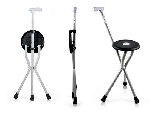 HWSY Cane Stool,Foldable Walking Sticks Stool,Walking Stick With Seat Aluminum Alloy Crutch Chair Tripod Walking Stick Stool Walker Old Man Lightweight Folding Non-slip Walking Stick,Grey Interesting