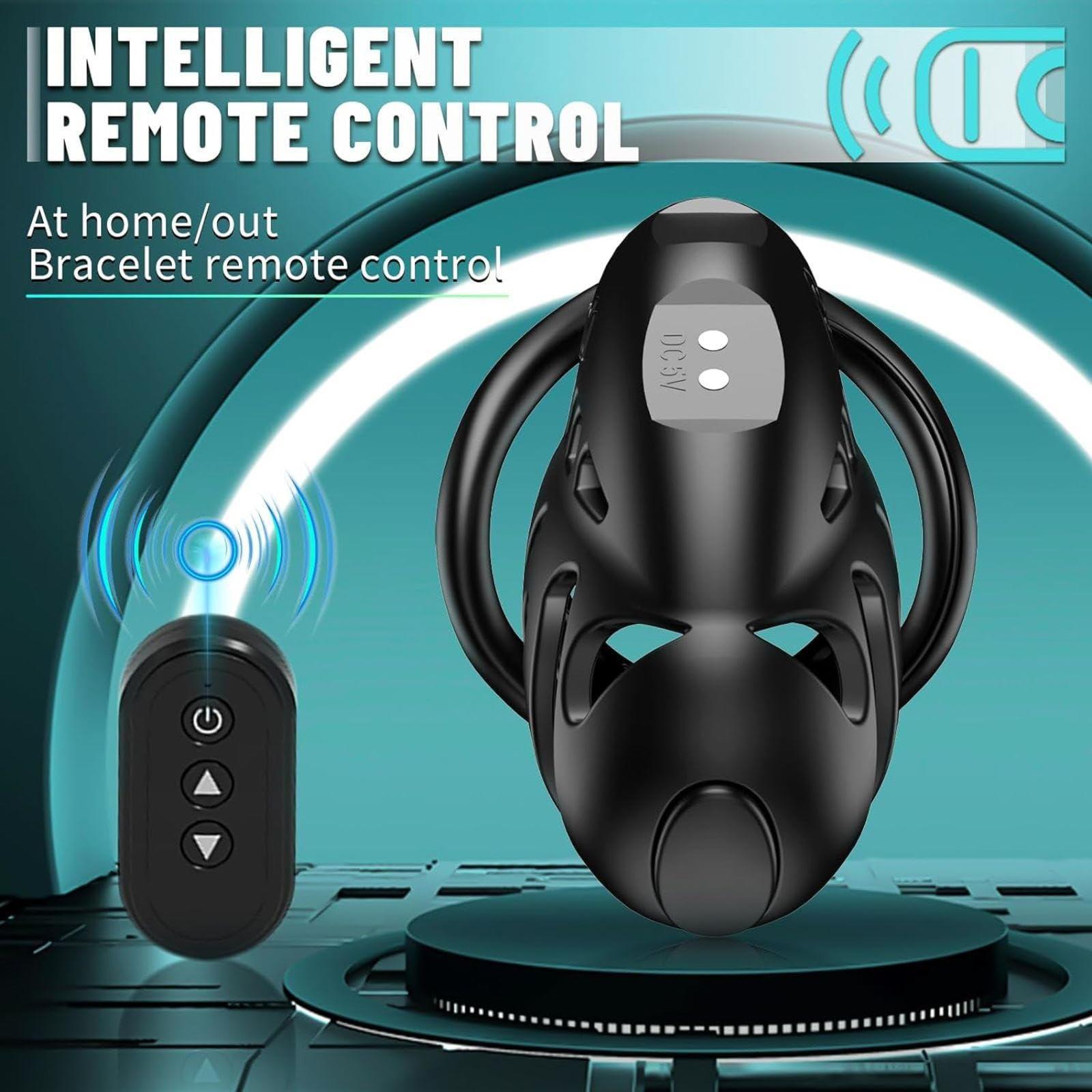 PacuM PacuM Chastity Device With Cage, 9 Intensity Chastity Cage With 3 Active Rings Toy For Exercise