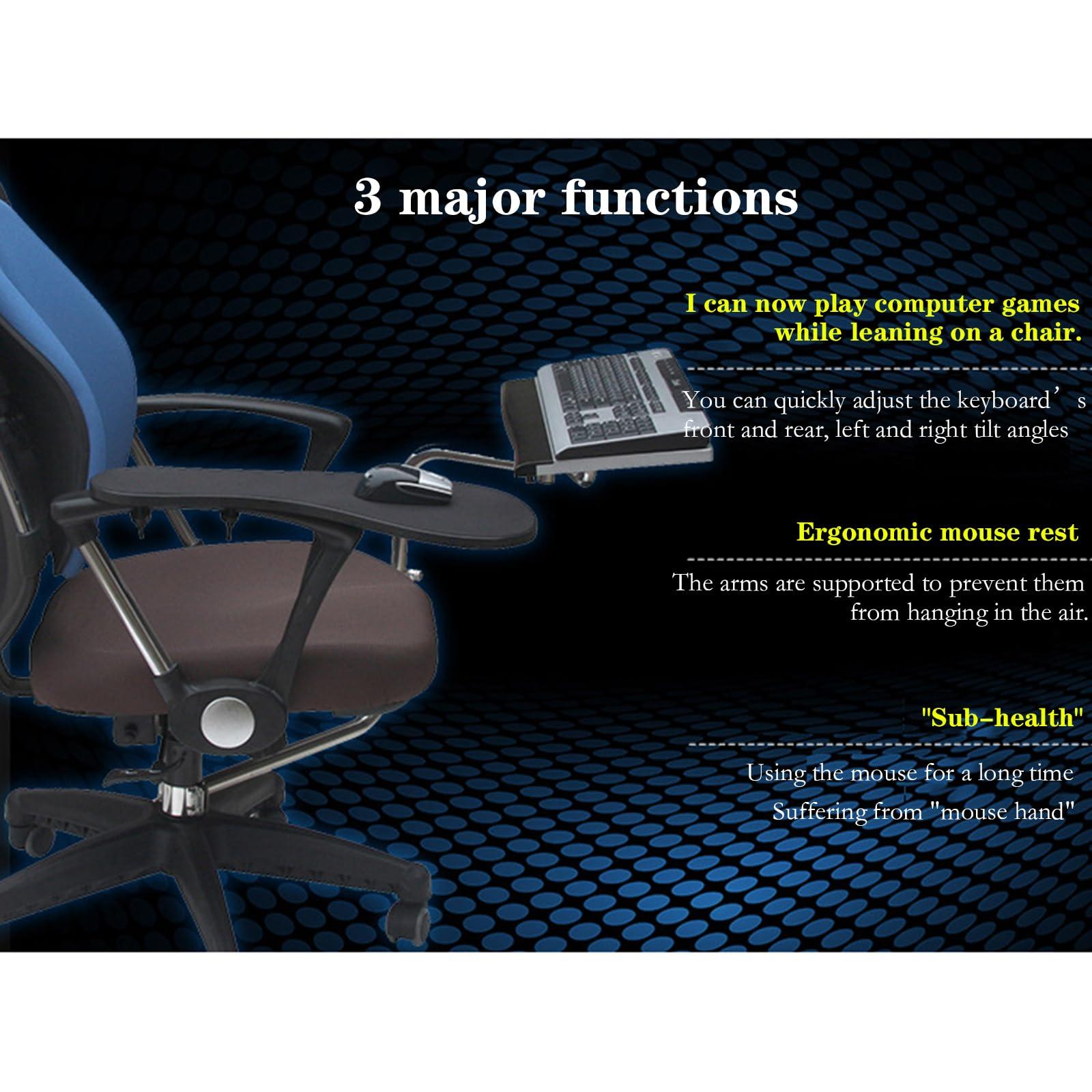 STMKB STMKB Chair Tray, 45CM Office Chair Mouse Tray and Keyboard Tray, Lift-type Handrest Design, Relieves Office Fatigue, Suitable for Lifting Gaming Chairs, Gaming, Office, and Leisure