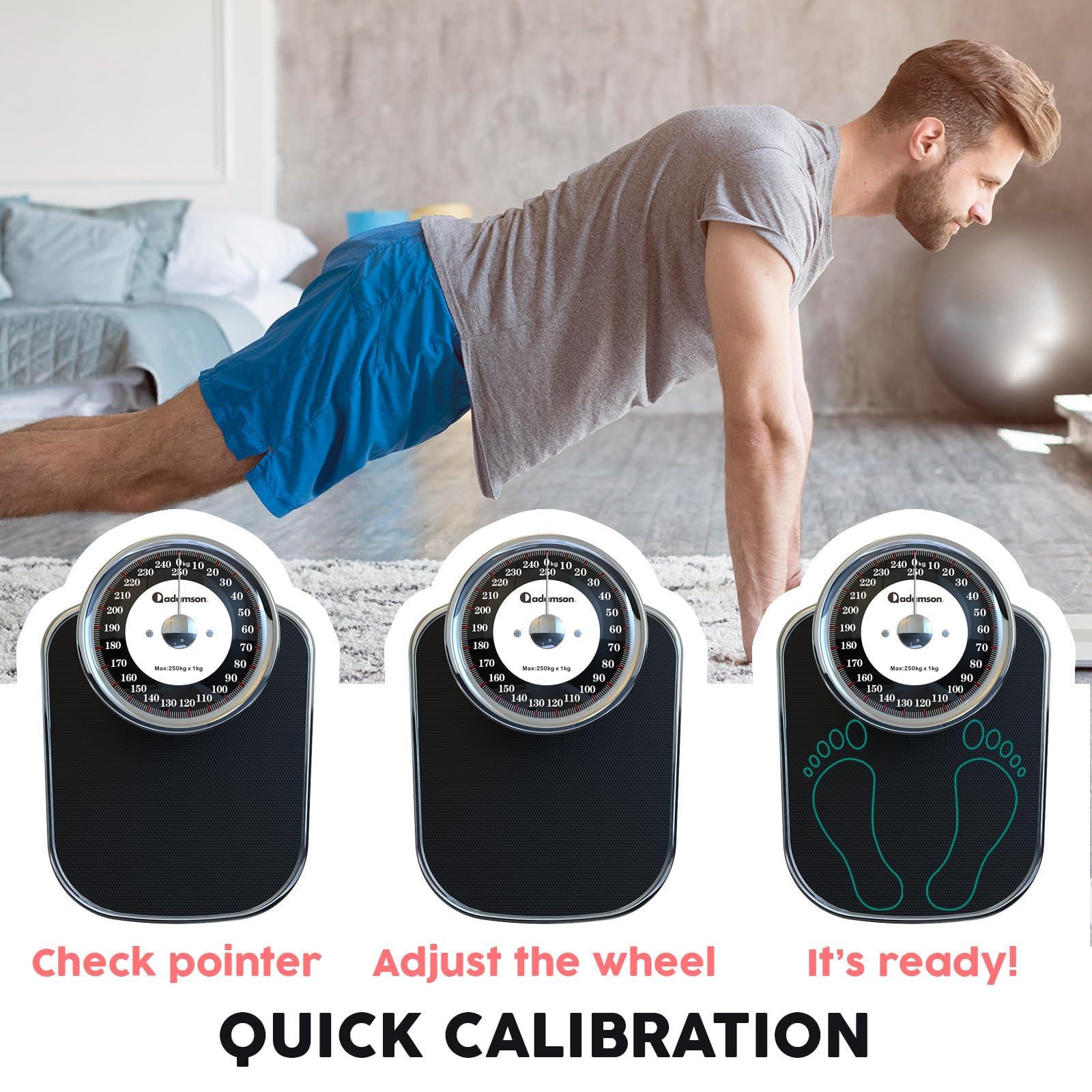 Adamson Adamson A28 Bathroom Scales - Up to 250 kg, Heavy Weight, Anti-Skid Rubber Surface, Extra Large Numbers - High Precision Weighing Scales for Body Weight - Durable with 20-Year Assurance - New