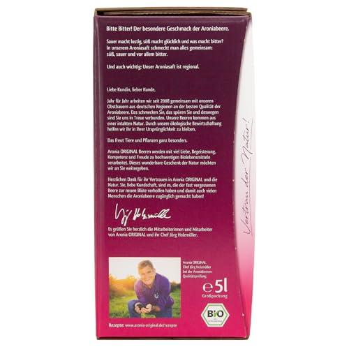 Aronia ORIGINAL Aronia ORIGINAL Organic Aronia Berry Juice Bag-in-Box 5 L | 100% Pure Aronia Fruit Juice, No Added Sugar, Not From Concentrate | Vegan, Organic, Non GMO Chokeberry (Aronia Berries)