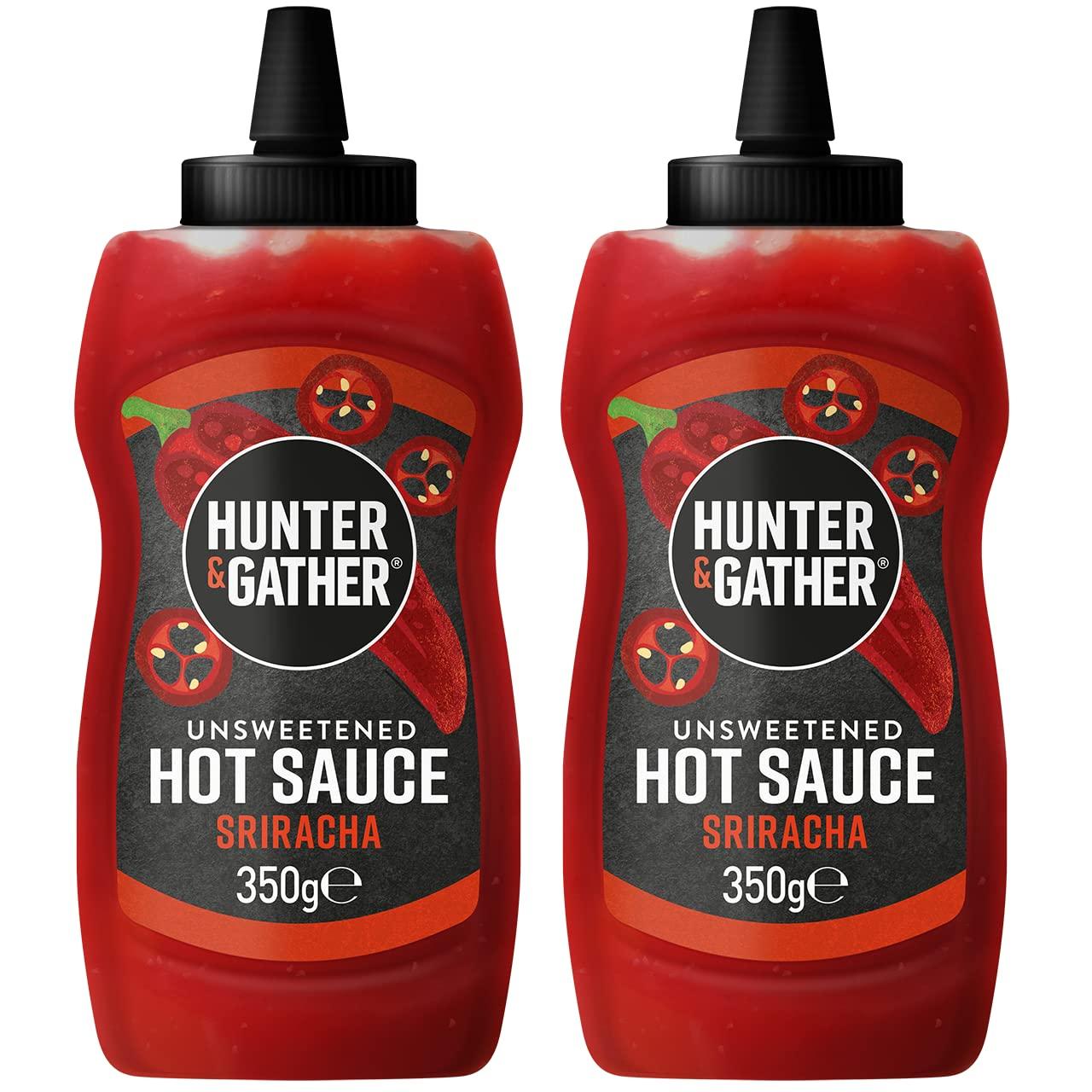 Hunter & Gather Hunter & Gather Unsweetened Hot Sauce | 2 x 350g Hot Sriracha Sauce Keto, Paleo, Low Carb & Vegan Friendly | Free from Added Sugar & Sweeteners