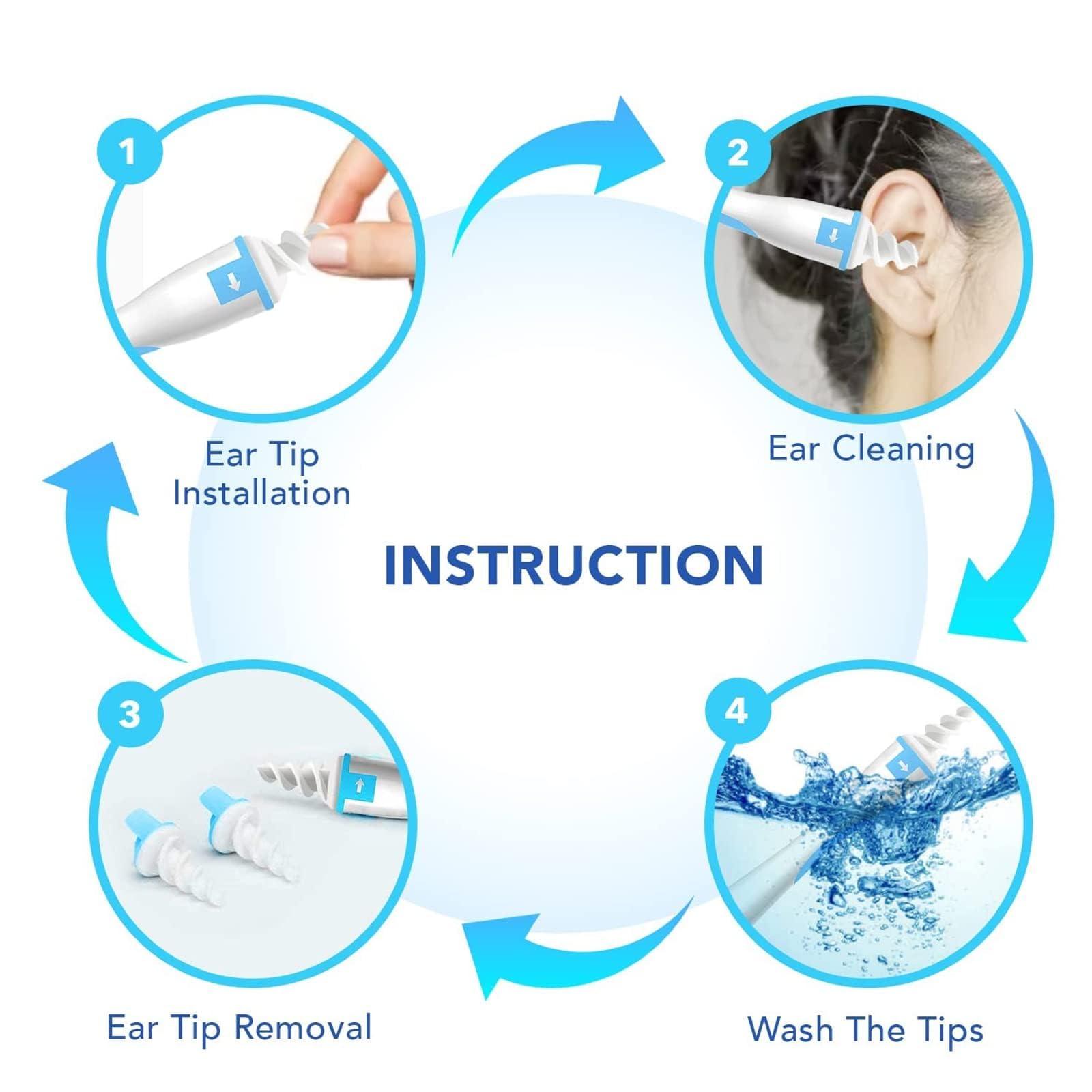 Hpyheius Q Grips Ear Wax Cleaners UK, Ear Cleaner Ear Wax Remover, Silicone Safe Soft Ear Cleaner with 16 Pcs Replacement Tips for Adult & Kids