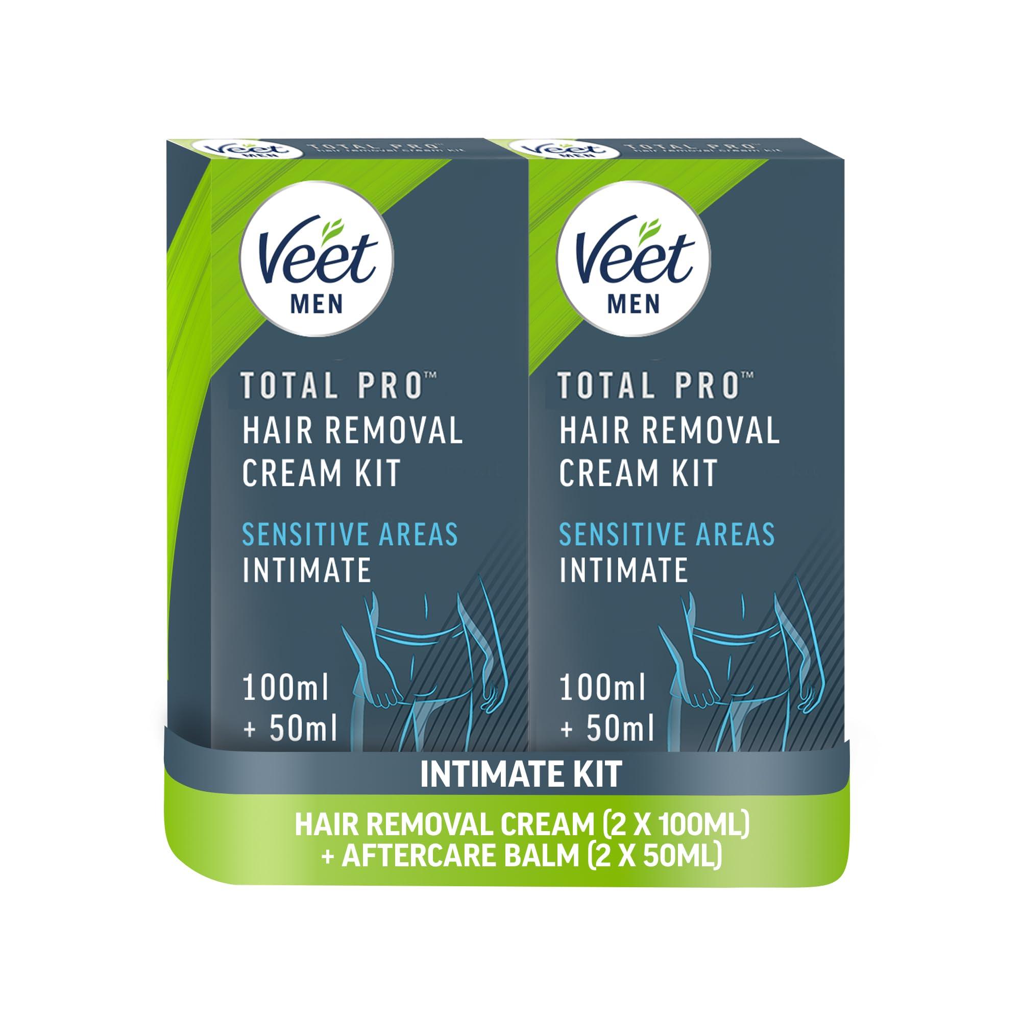 Veet Veet Men Intimate Hair Removal Kit, Hair Removal Cream & Aftercare Balm, For Sensitive Areas, 100ml & 50ml each (pack of 2)