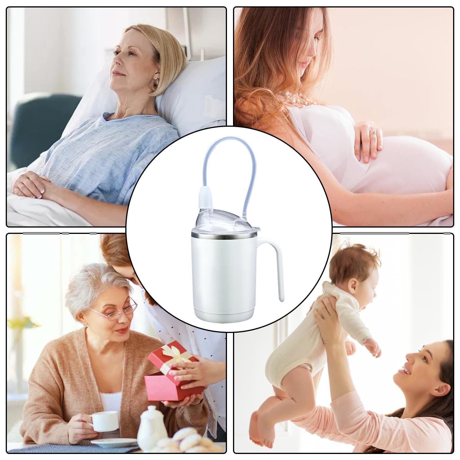 FreshCart Basics Adult Sippy Cups for Elderly,Spill Proof Handicap Cups with Straw for Elderly Care | Porridge Soup Cup with Handle for Elderly, Adults, Disabled Patient