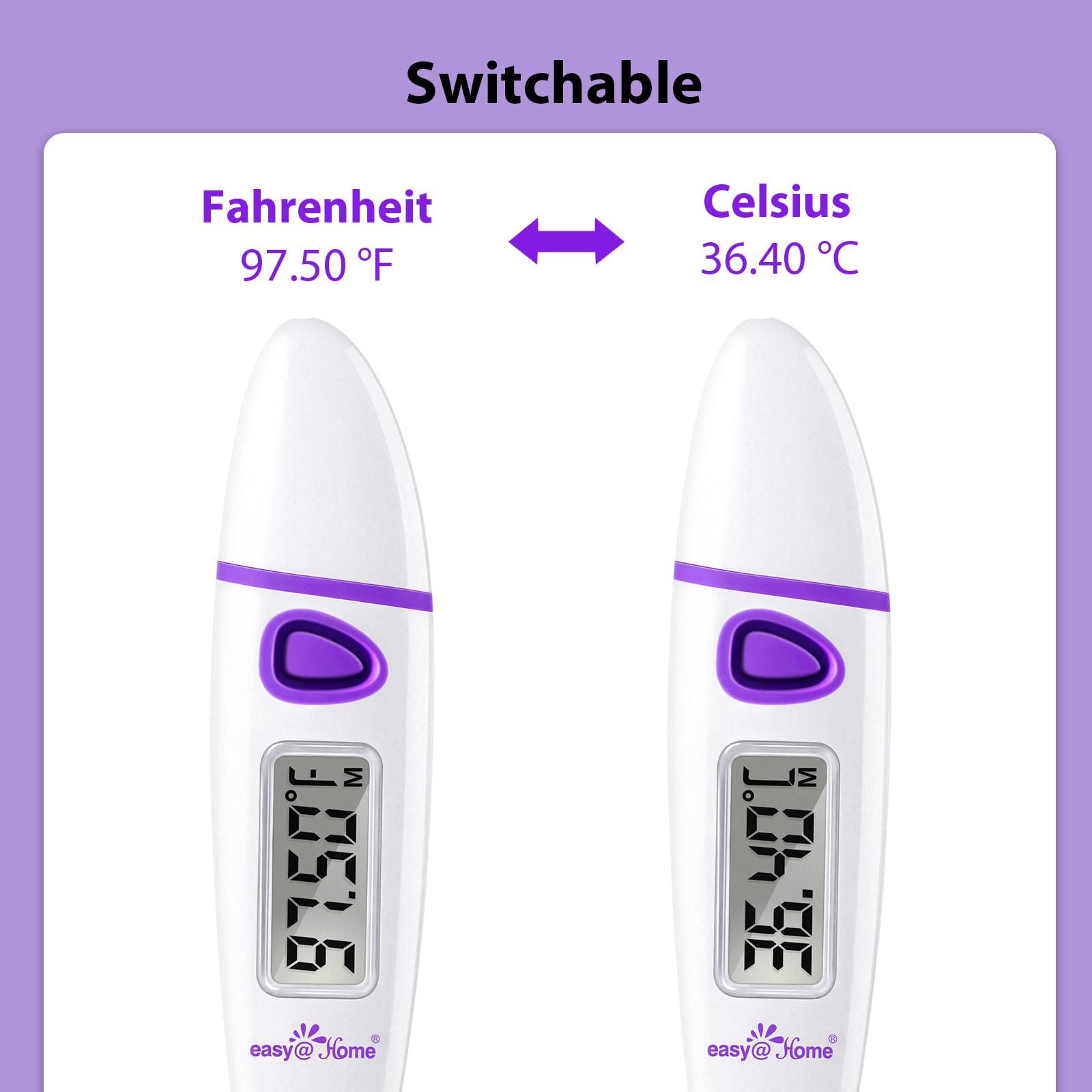 Easy@Home Ovulation Tracker Digital Basal Thermometer: Easy@Home BBT Thermometer for Fertility Prediction - Basal Body Thermometer for Accurate Temperature Monitoring with Premom App Purple DMT-3018