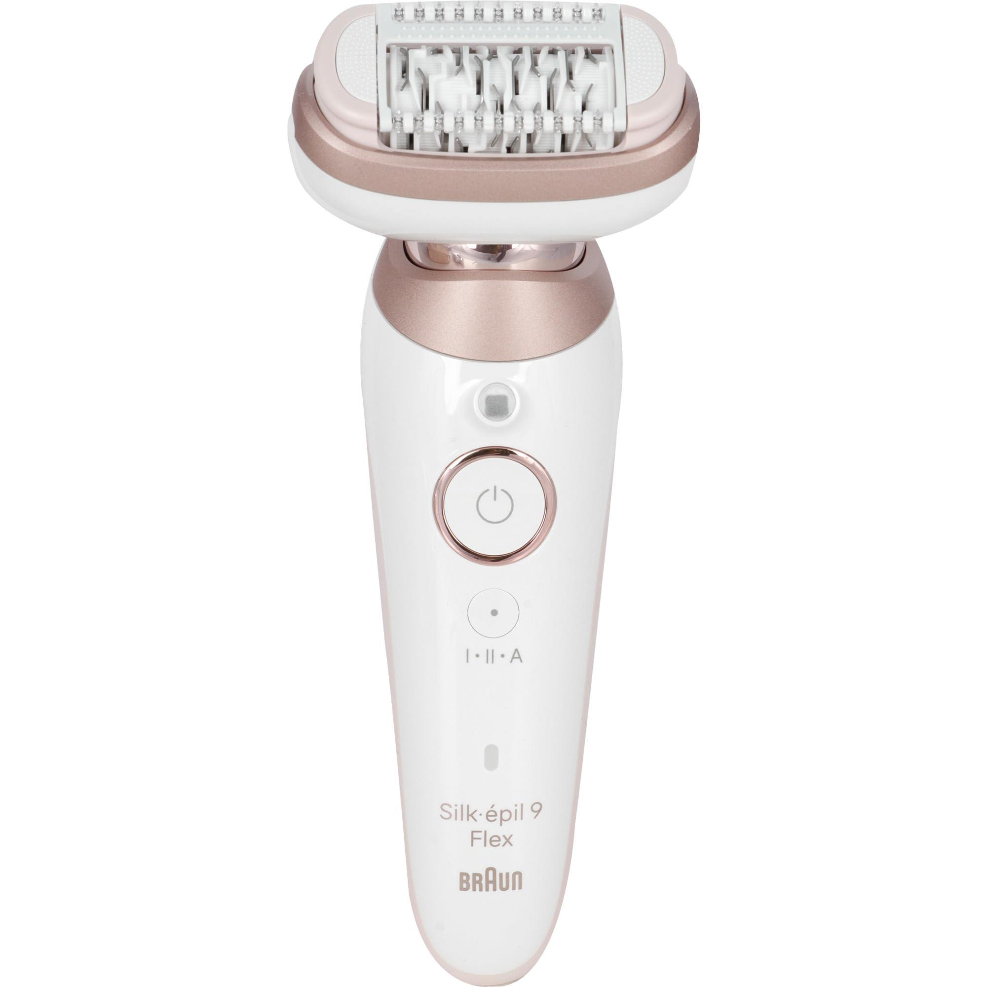 Braun Braun Silk-pil 9 Flex Women's Epilator/Hair Remover for Long Lasting Hair Removal, Mini Razor, Exfoliating Attachments, 9-306 3D, White/Pink Titanium