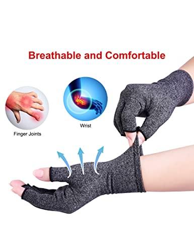 AovYoo AovYoo 1 Pair Fingerless Arthritis Compression Gloves Raynauds Gloves Rheumatoid Osteoarthritis Wrist Supports -Hand Pain Relief (M, Grey)