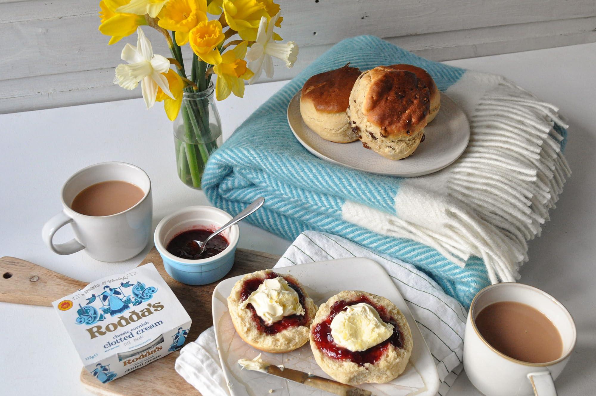 Marielle Traditional Cornish Cream Tea For 4, Afternoon Tea, Postal Hamper, Includes Fresh Scones, Tea, Jam and Roddas Clotted Cream & Biscuits