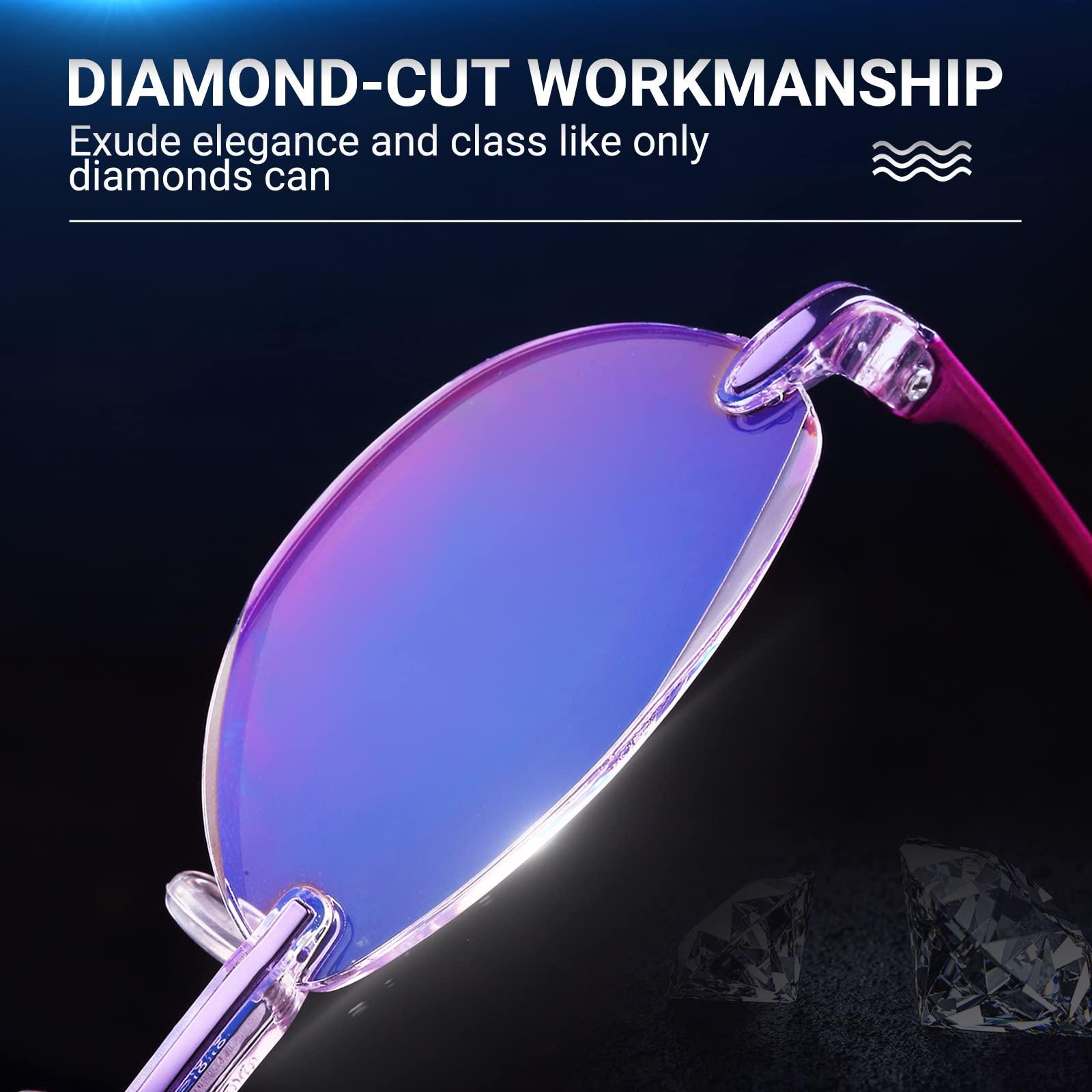 TERAISE TERAISE 4pcs Reading Glasses Fashion Anti-Blue Light Quality Readers Diamond Cutting Design Anti-Fatigue For Women Computer/Cell Phone Reader Glasses(2.5X)