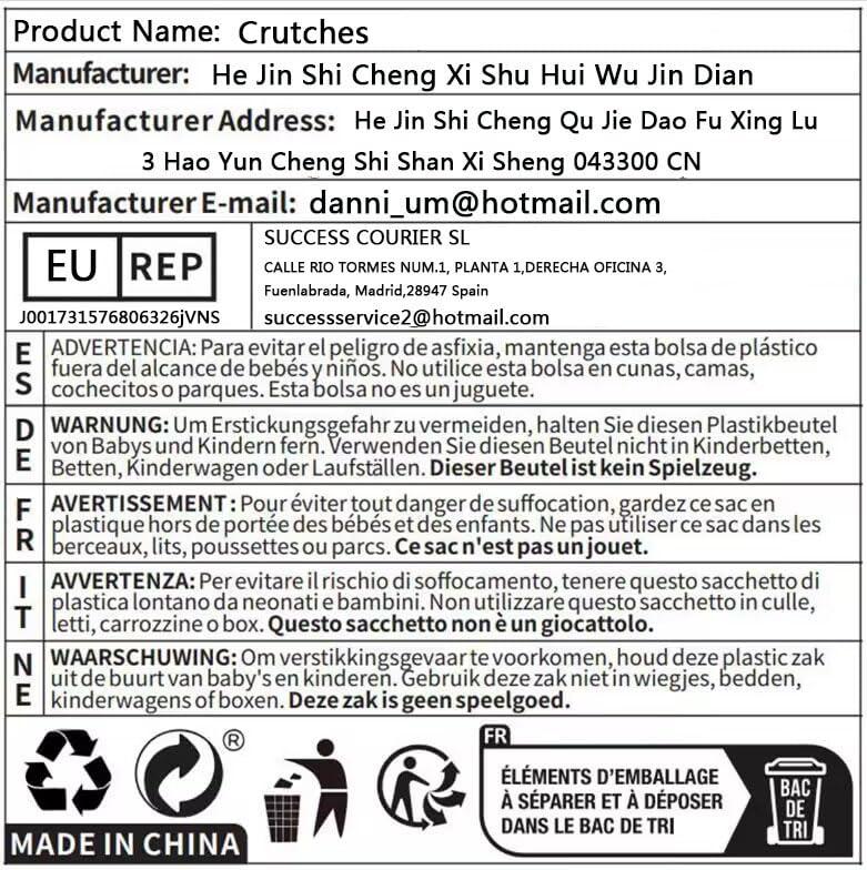 FreshCart Basics Aluminum Foldable Underarm Crutches, with Hand Grips & Rubber Tips Walking Aid, Folding Portable Walking Crutches