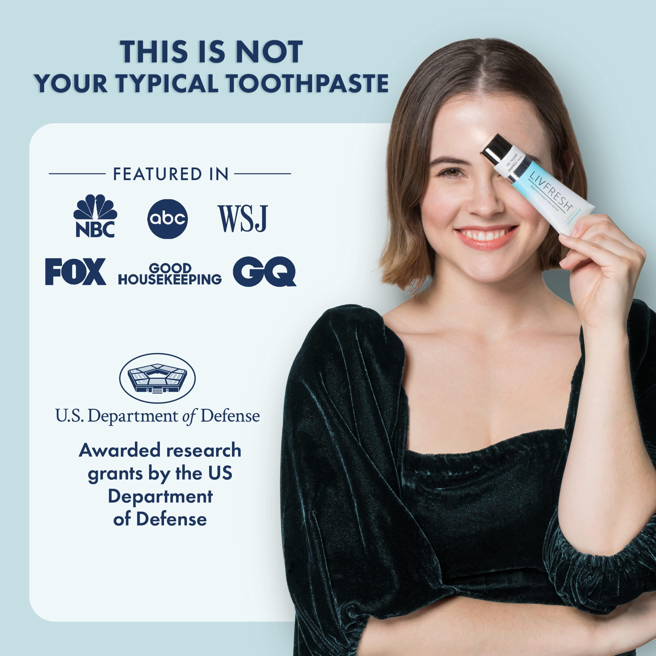 LIVFRESH LIVFRESH Toothpaste Gel, Clinically Proven to Remove Plaque 250% Better, Improves Gum Health 190% Better, Prevents & Reduces Tartar, Peppermint