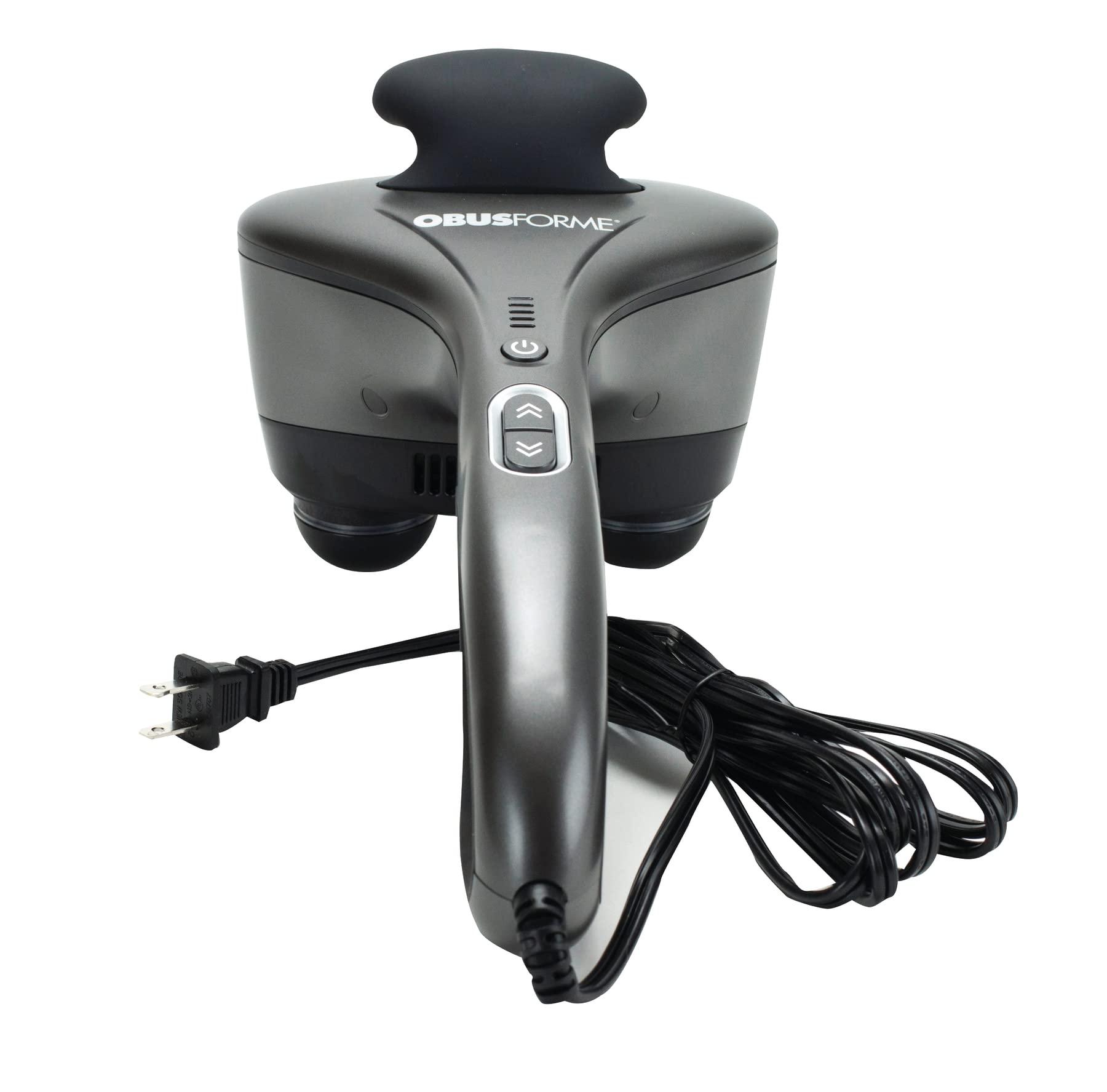 Obusforme Obusforme Professional Grade Percussion Back Massager | Handheld Deep Tissue Massager | 3000 RPM Dual Massage Nodes | Five Massage Intensity Options | Ergonomic Front Grip & Non-Slip Handle