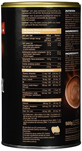 Caotina Caotina noir, Cocoa Powder with Dark Swiss Chocolate, Hot Chocolate, Box, 500g by Caotina