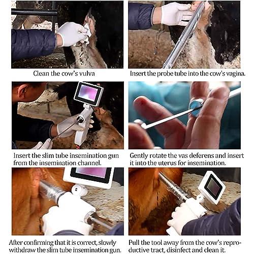 JINGEDD JINGEDD Artificial Insemination Gun,Cow Visual Endoscope Breeding Kit,Professional Visual Insemination Gun With 4.3 Inch Rotatable Screen,With Photo/Videos/Playback Function