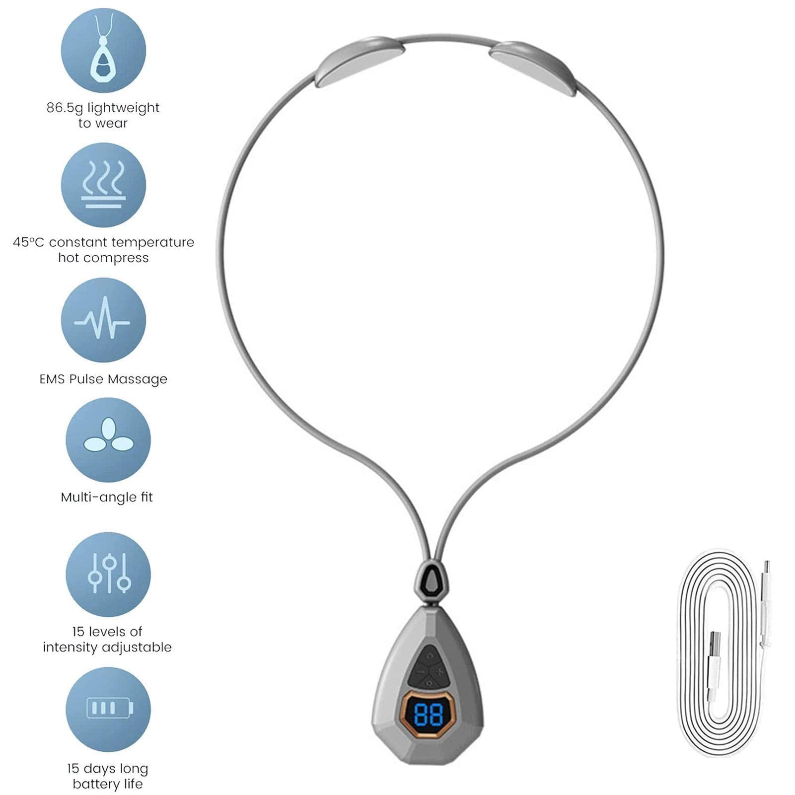 Generic EMS Lymphatic Relief Neck Massage, Electric Pulse Neck Massager Device, Intelligent Lymphatic Neck Massager with Heat, for Stress Relief and Relax, Home, Travel, Car