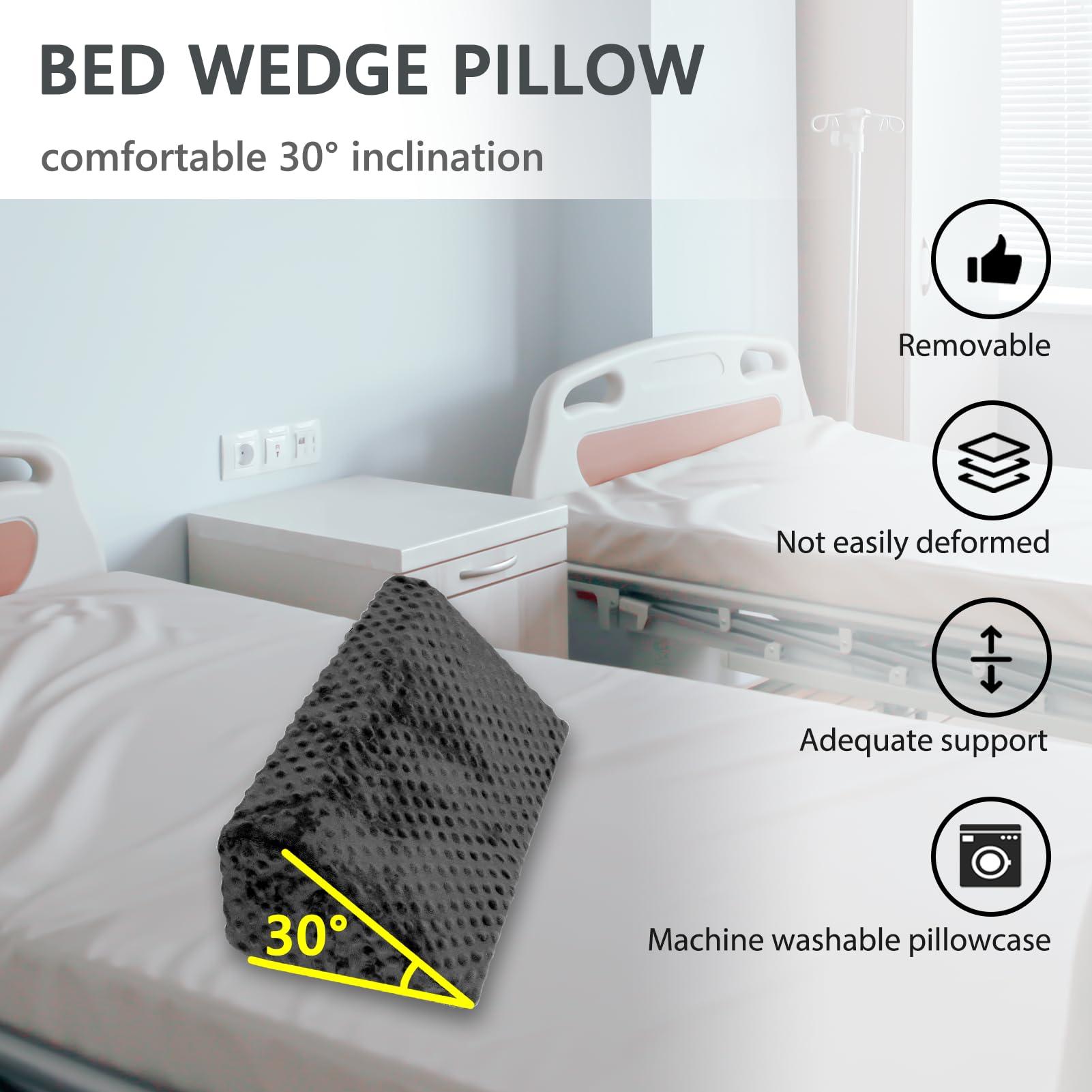 Jacobable Jacobable Wedge Pillow for Side Sleeping, Body Positioning Foam Wedge Pillow, Side Wedge Pillow for Sleeping Non-Slip Back Positioning Pillow for Bed Sores Wedge (Black)