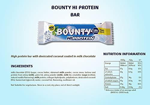BOUNTY Bounty Hi Protein Bar (12 x 52g), High Protein Energy Snack with Milk Chocolate and Coconut, 18g Protein