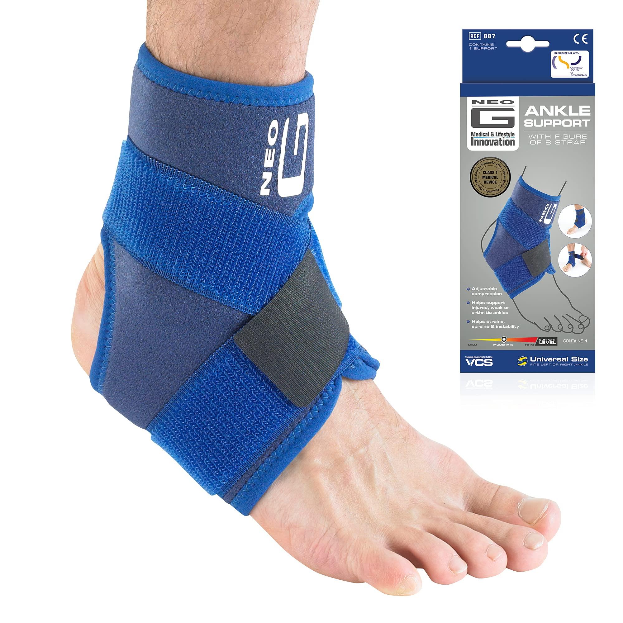 Neo-G Neo-G Ankle Support Brace Figure 8 Ankle Strap Support Neoprene Ankle Support for Ligament Damage, Arthritis, Ankle Brace for Sprained Ankle, Weak Ankles Ankle Wrap Adjustable Compression