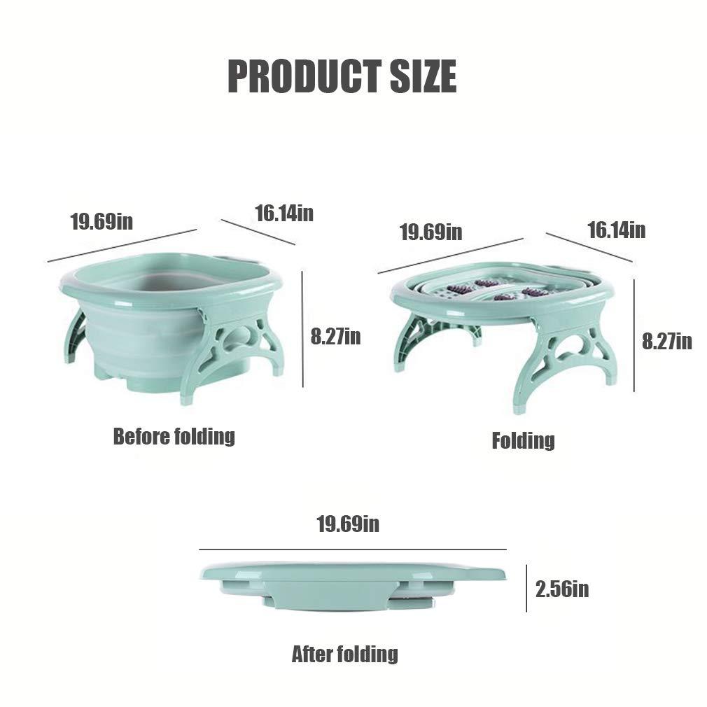 Lnobern ZhiLianZhao Portable Folding Foot Spa Foot Bath Massage Bucket Collapsible with Massage Wheel for Home Foot Spa Soak Travel,Green