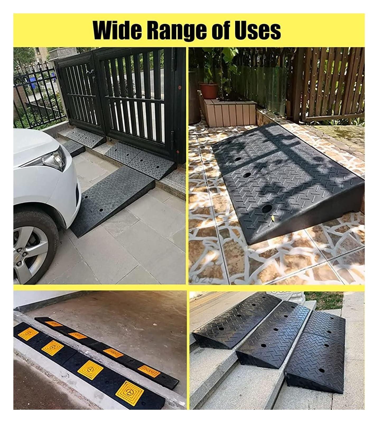 ASumPio Threshold Ramp Wheelchair Ramp Solid Rubber Threshold Ramp Non-Slip Scooter Ramp for Room Door Handicap Ramps Wear-Resistant Kerb Ramps Anti-Slip (Black 9cm/3.5in rise)