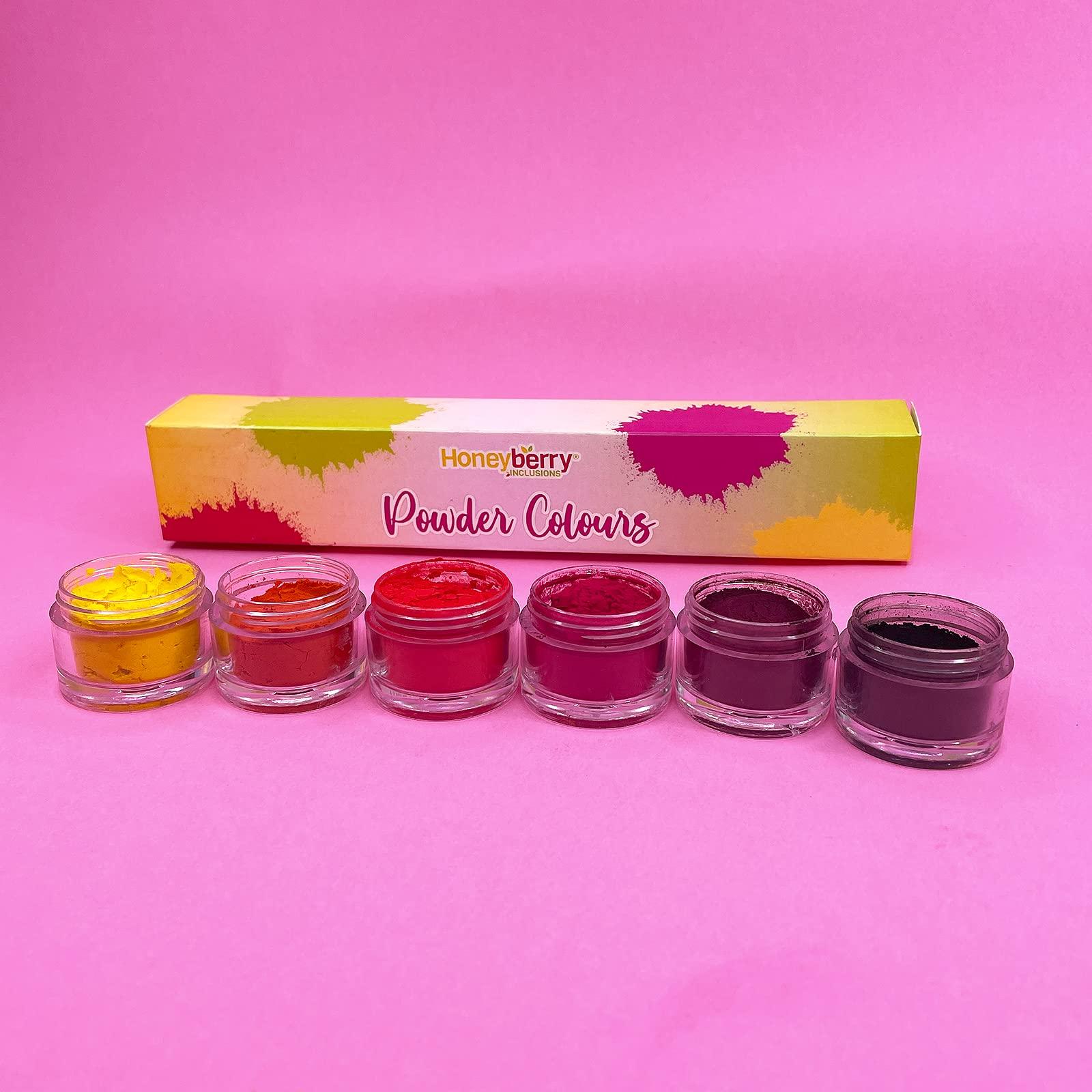 Honeyberry Edible Powder Colours Multipack (6 x 3.5g Jar) - Natural Food Grade Colouring Powders for Cooking, Baking, Icing and Cake Decorating - High Strength Food Colouring Dust for Vibrant Results (Warm)