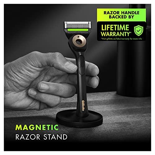 Gillette Gillette Labs Men\'s Razor + 1 Razor Blade Refill, with Exfoliating Bar, Includes Premium Magnetic Stand, Black & Gold Edition