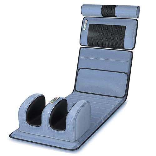 FreshCart Basics Massage Mat with Heat Pad,Full Body Massage Bed with Shiatsu Neck Massage Pillow,10 Vibrating Motors Massagers for Neck & Back Massage Cushion H(Grey Flannel)