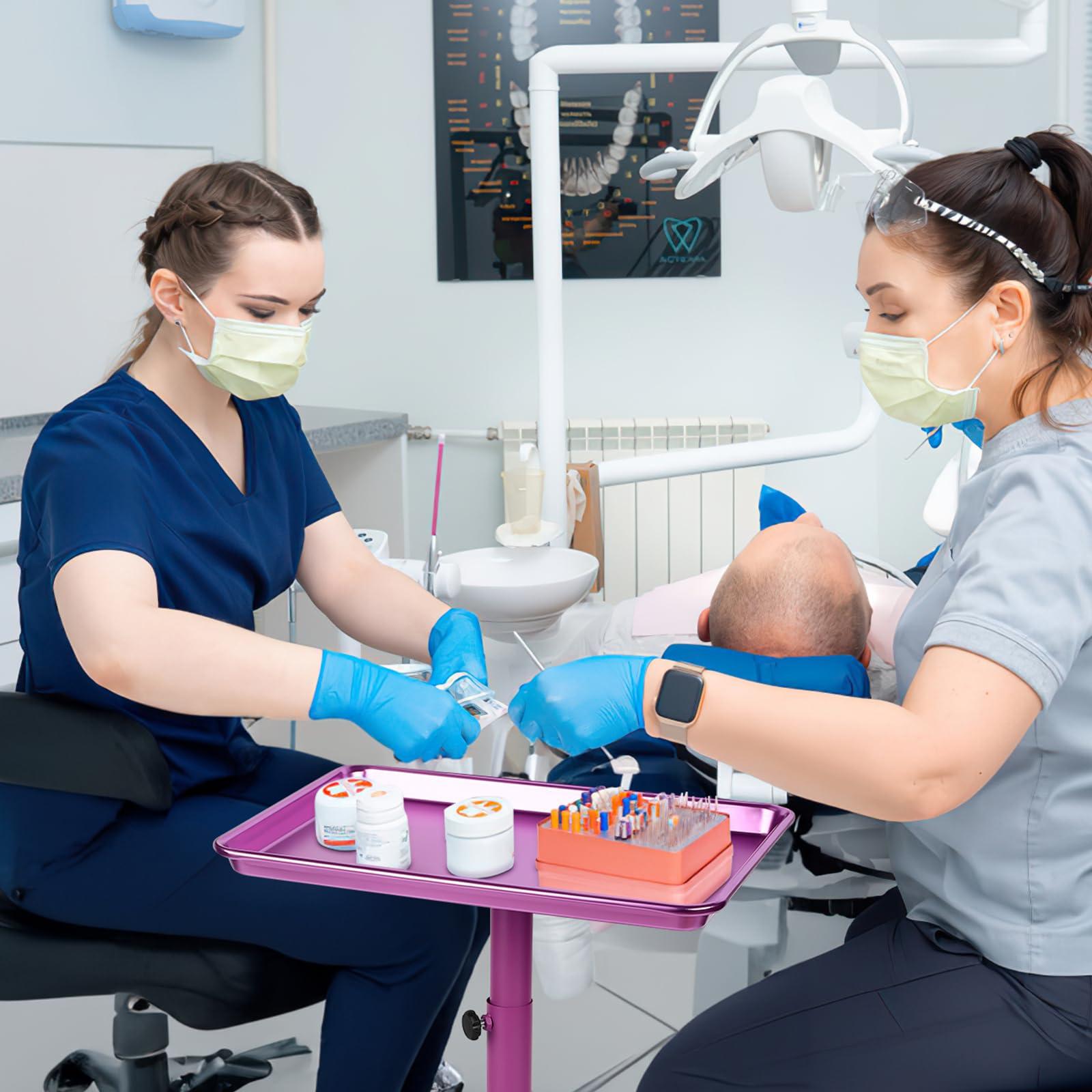 Wuissvnb wuissvnb Salon Tray, Salon Tray on Wheels, Premium Aluminum Salon Tray, Hair Stylist Tray, Tattoo Tray, Height Adjustable Salon Service Tray(Purple)