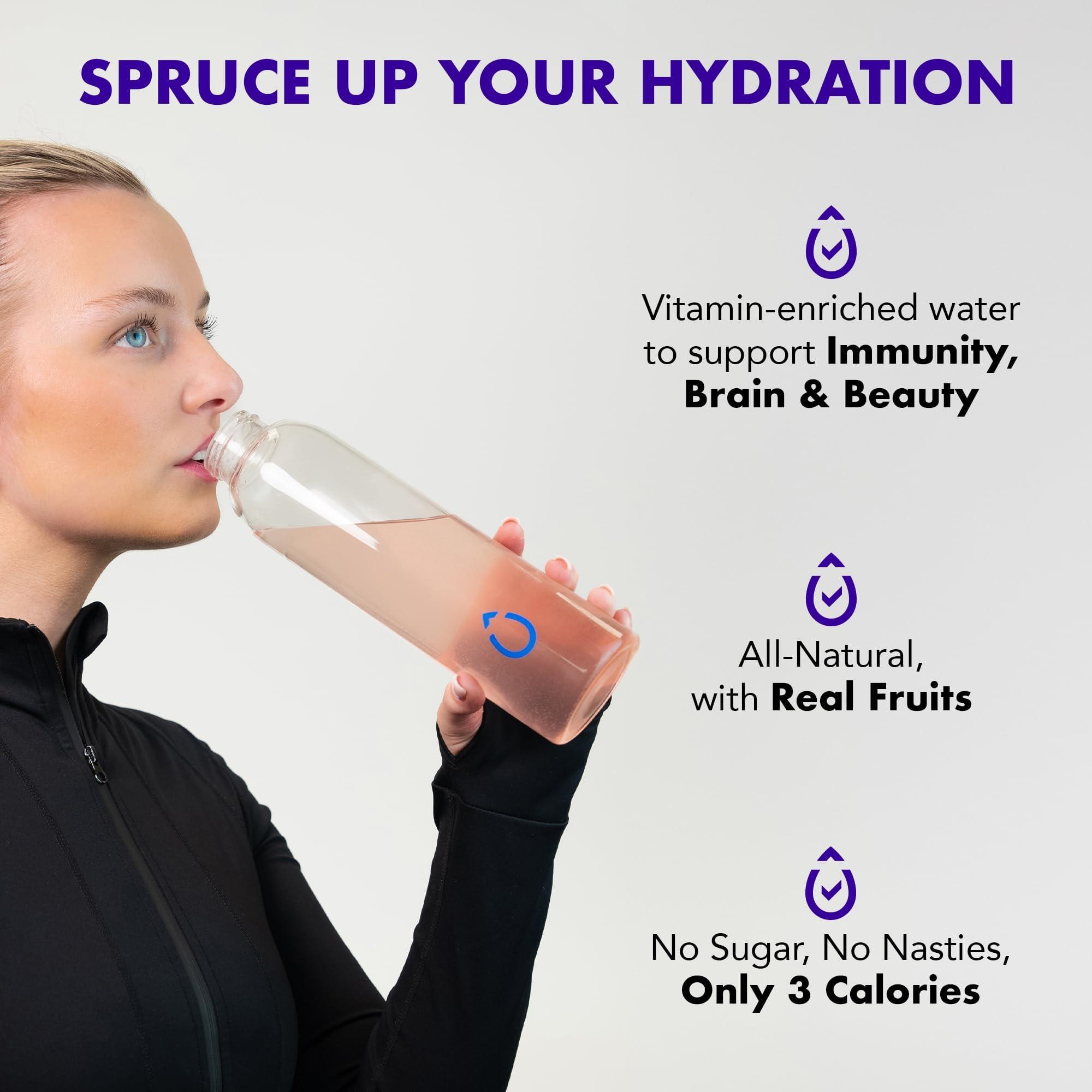 Spruce Spruce Water Flavouring & Enhancer Sugar-Free Hydration Powder with Vitamins Natural Raspberry & Elderflower and Black Cherry Flavour, Real Fruit Concentrate 2 Flavours - 24 Sachets