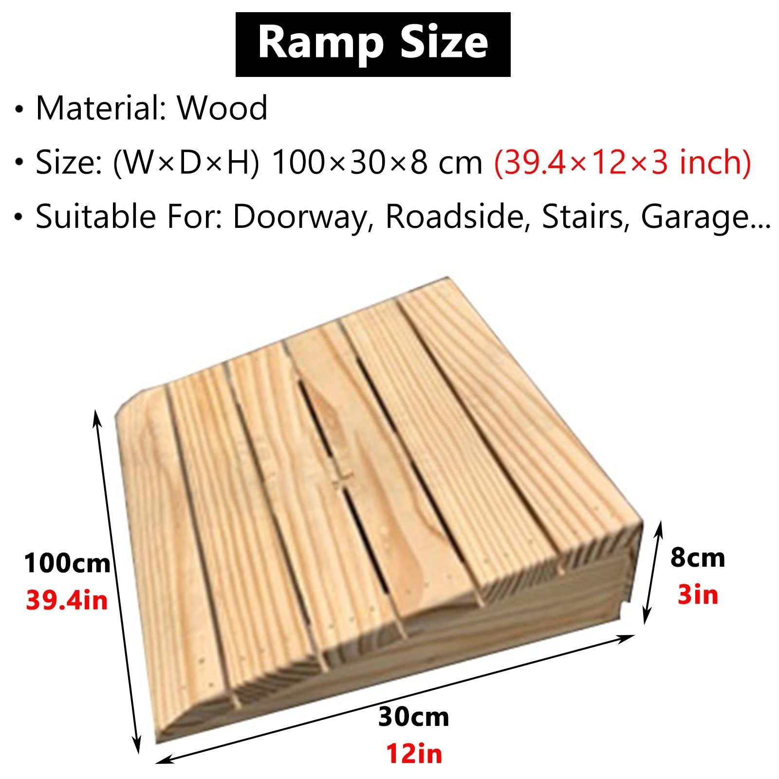 ADZQM Threshold Ramp, Shower Ramps for Seniors, Entryway Ramp for Wheelchair Vehicle Scooter, Outdoor Curb Ramp Door Threshold Ramp Wood, Home Portable Non Slip Slope (Size : 90x33x10cm (35.4x13x4in)